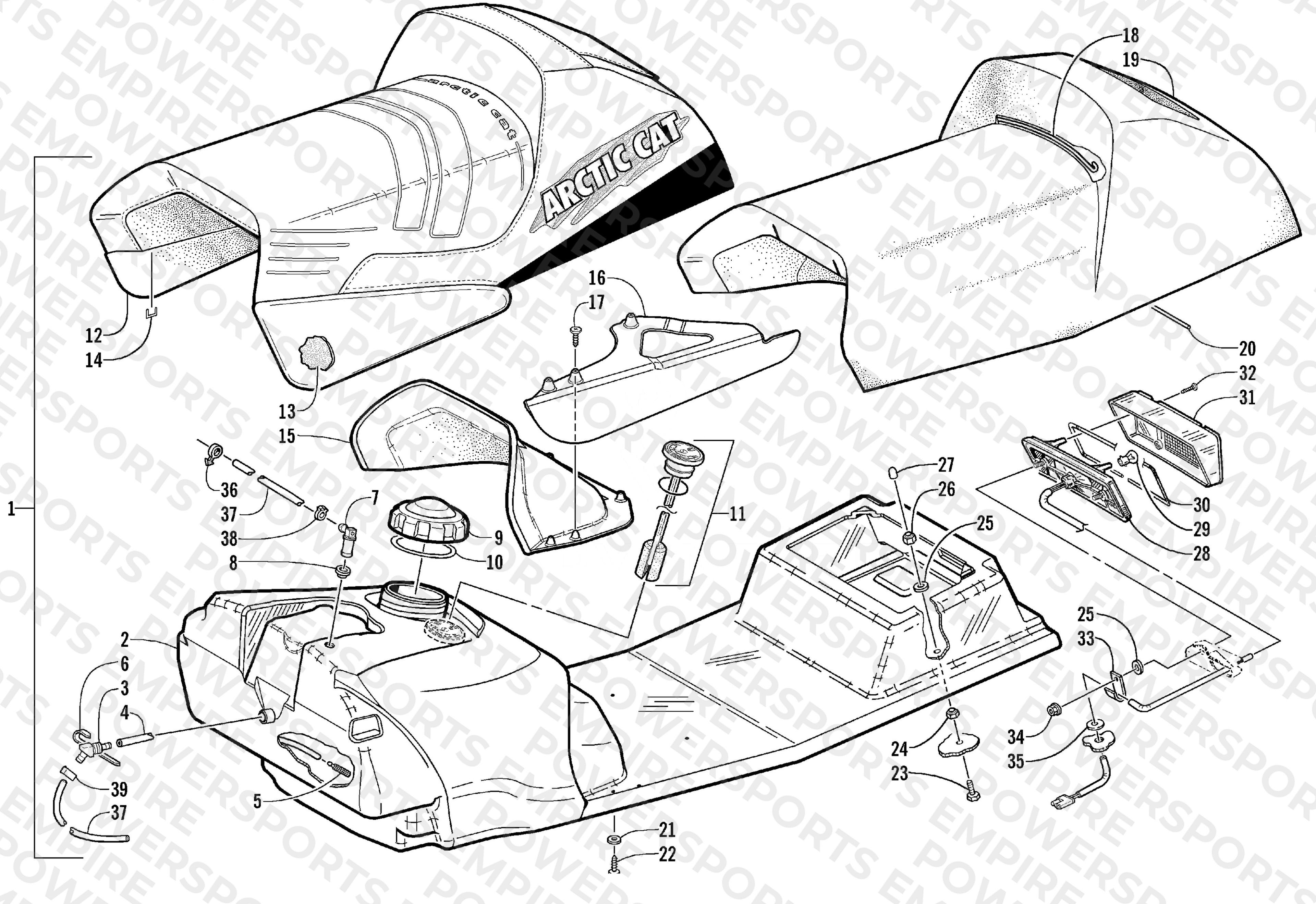 GAS TANK, SEAT, AND TAILLIGHT ASSEMBLY