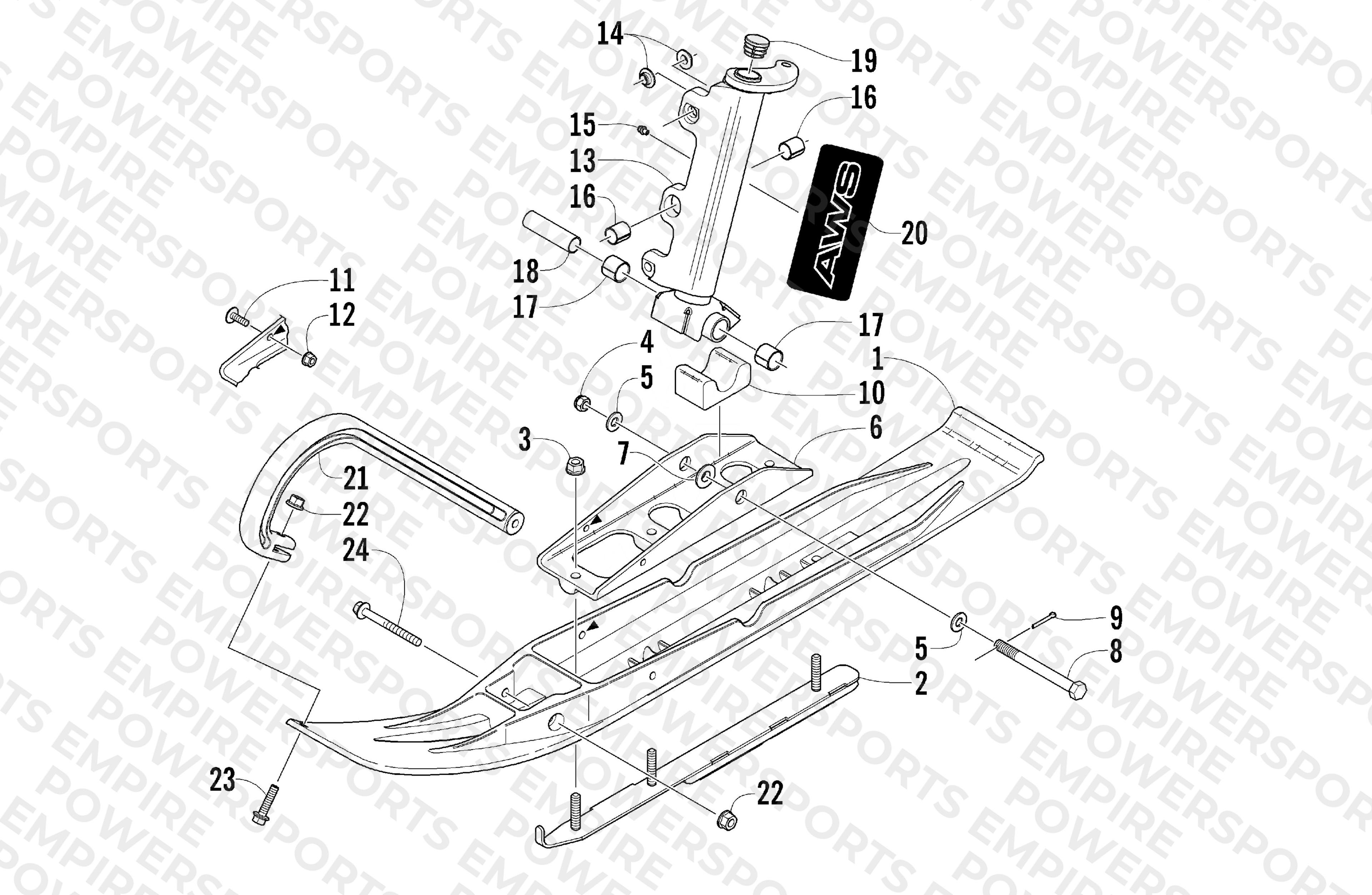 SKI AND SPINDLE ASSEMBLY