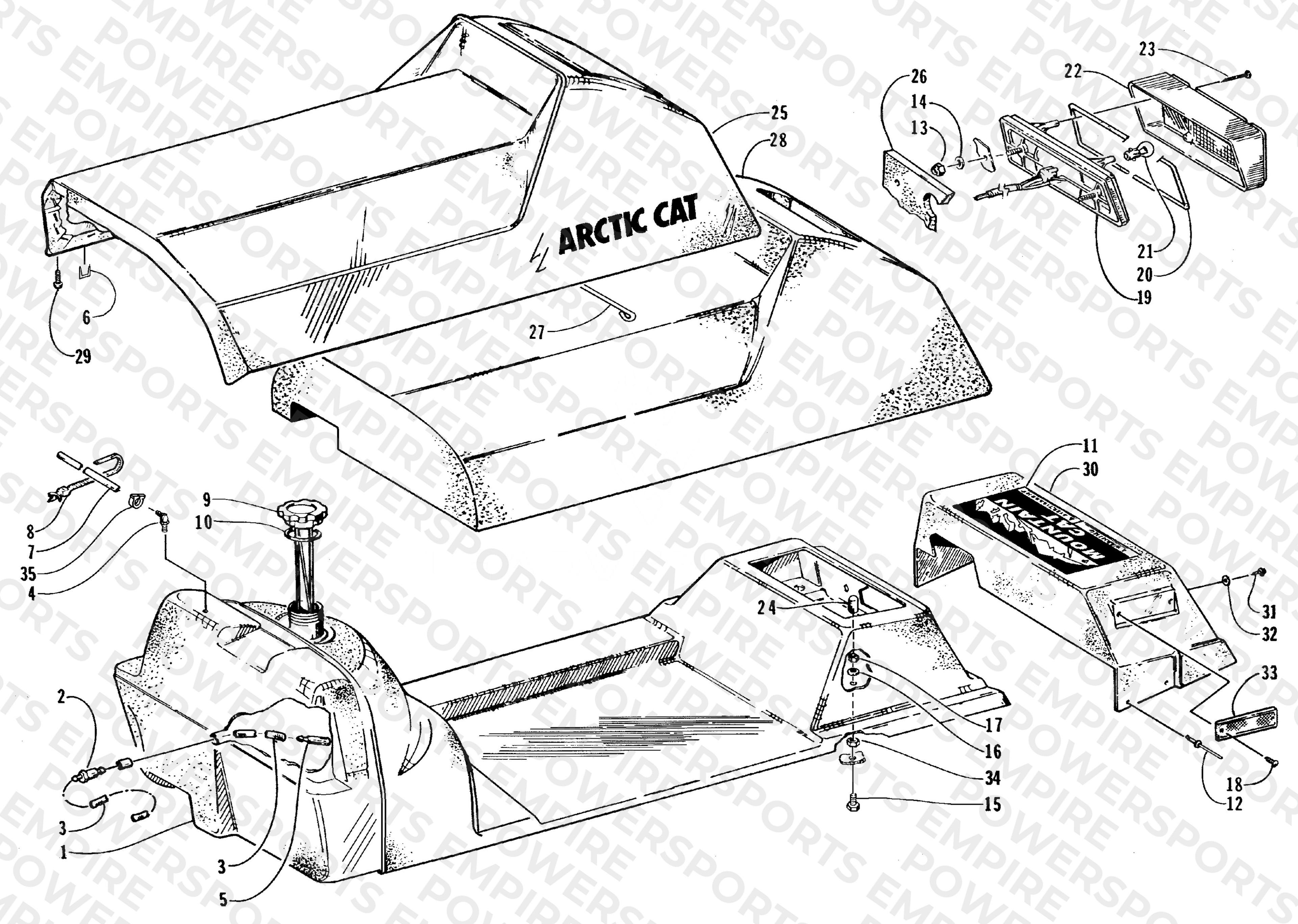 GAS TANK, SEAT, AND TAILLIGHT ASSEMBLY