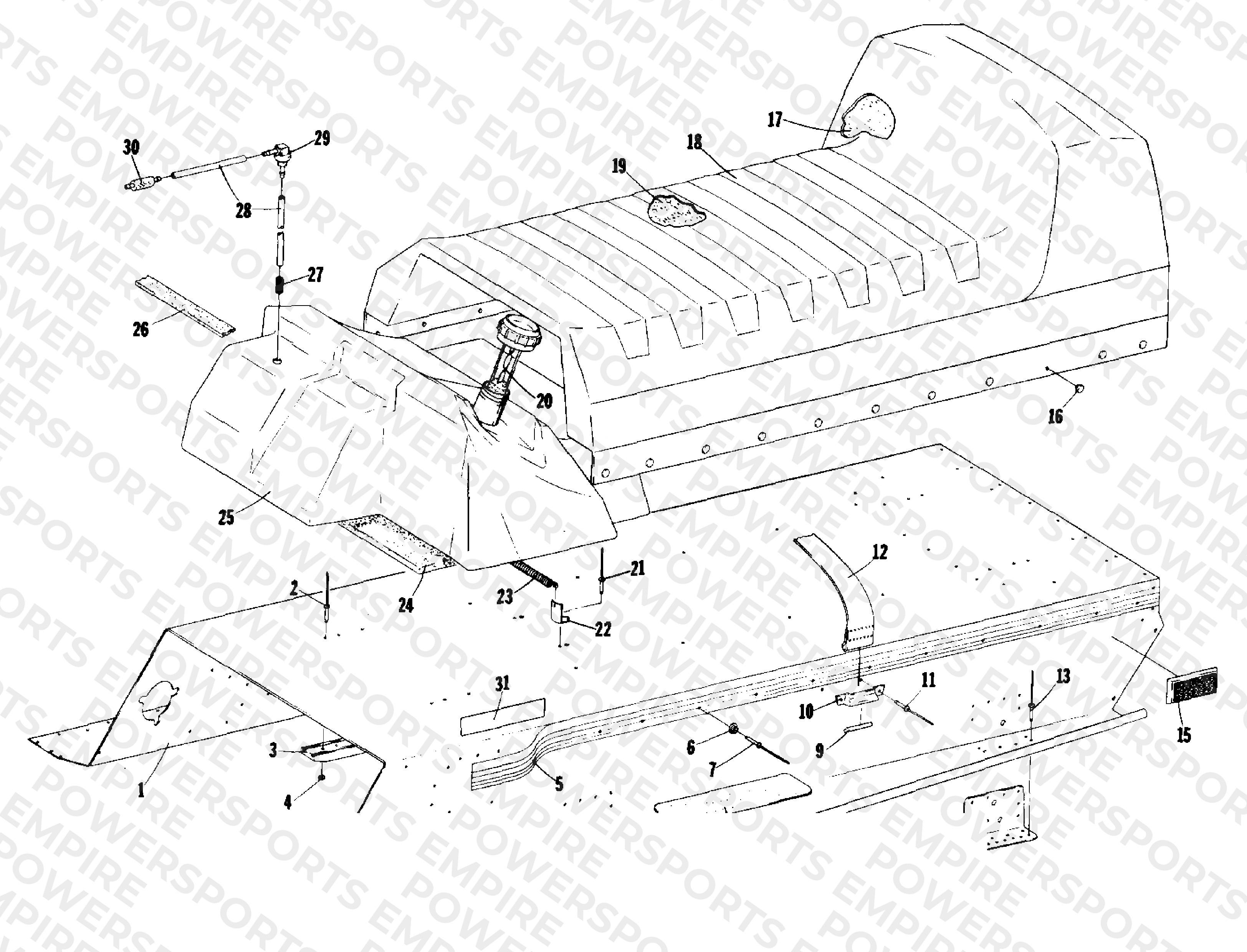 TUNNEL, GAS TANK AND SEAT