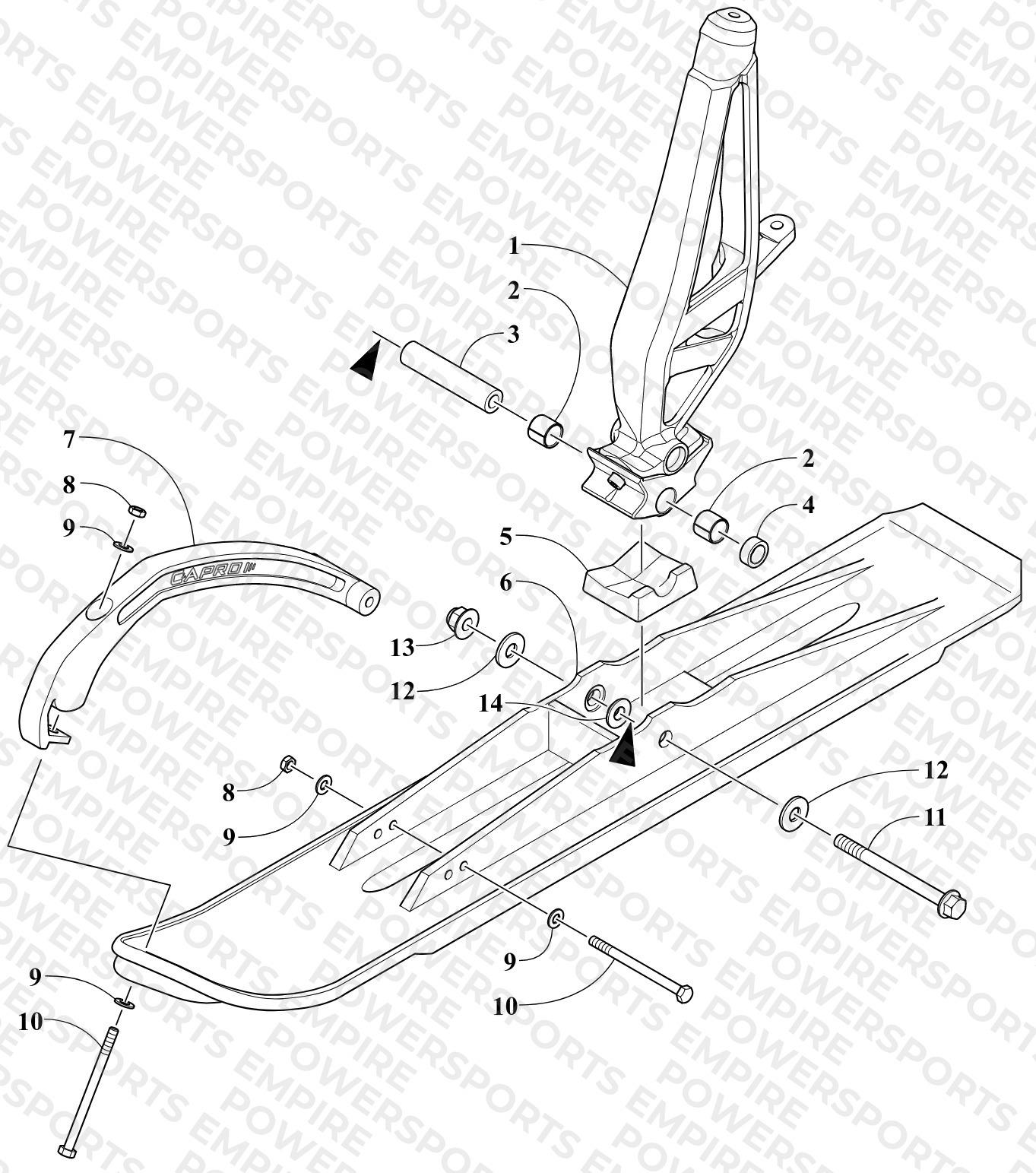 SKI AND SPINDLE ASSEMBLY
