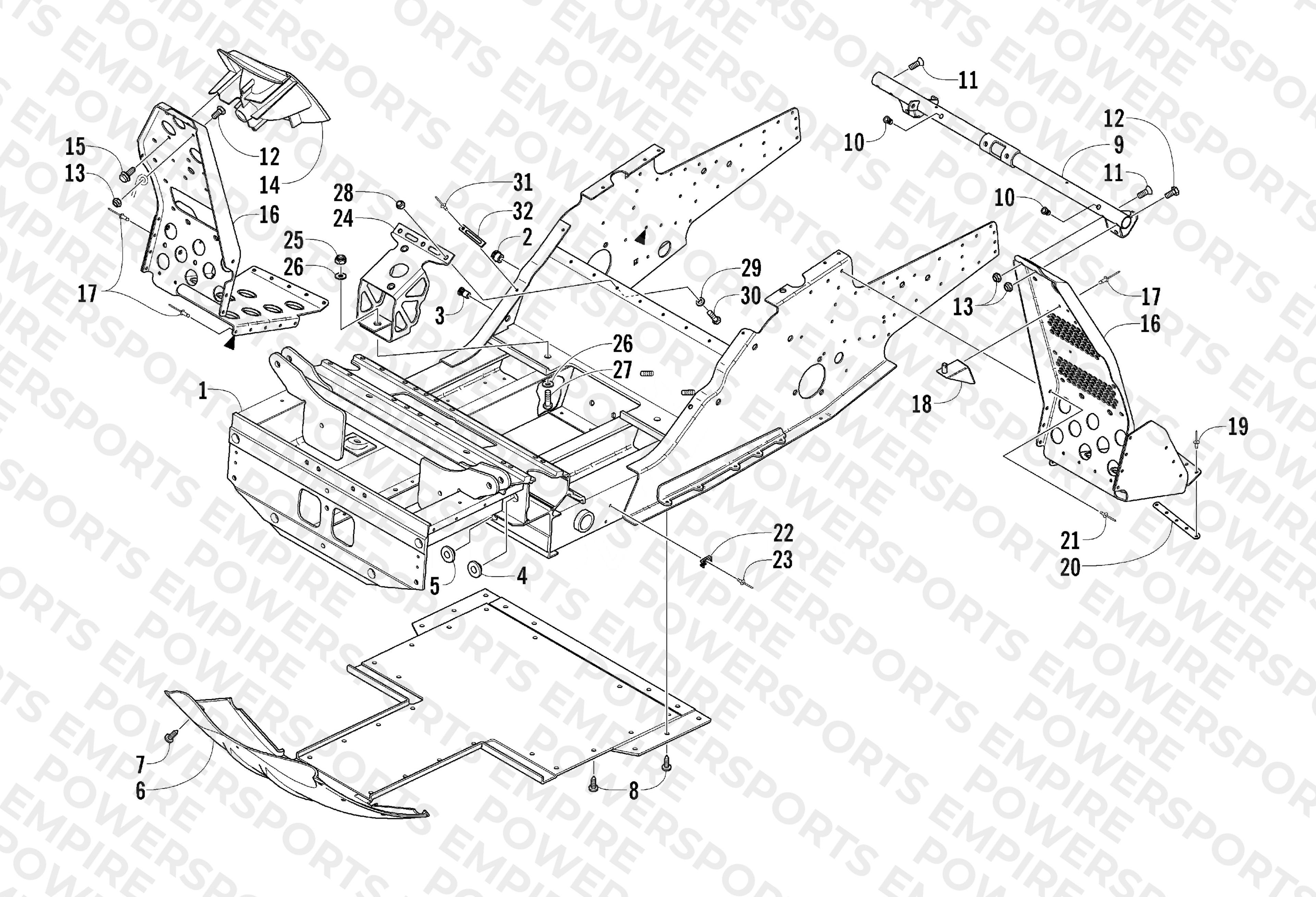 FRONT FRAME AND FOOTREST ASSEMBLY