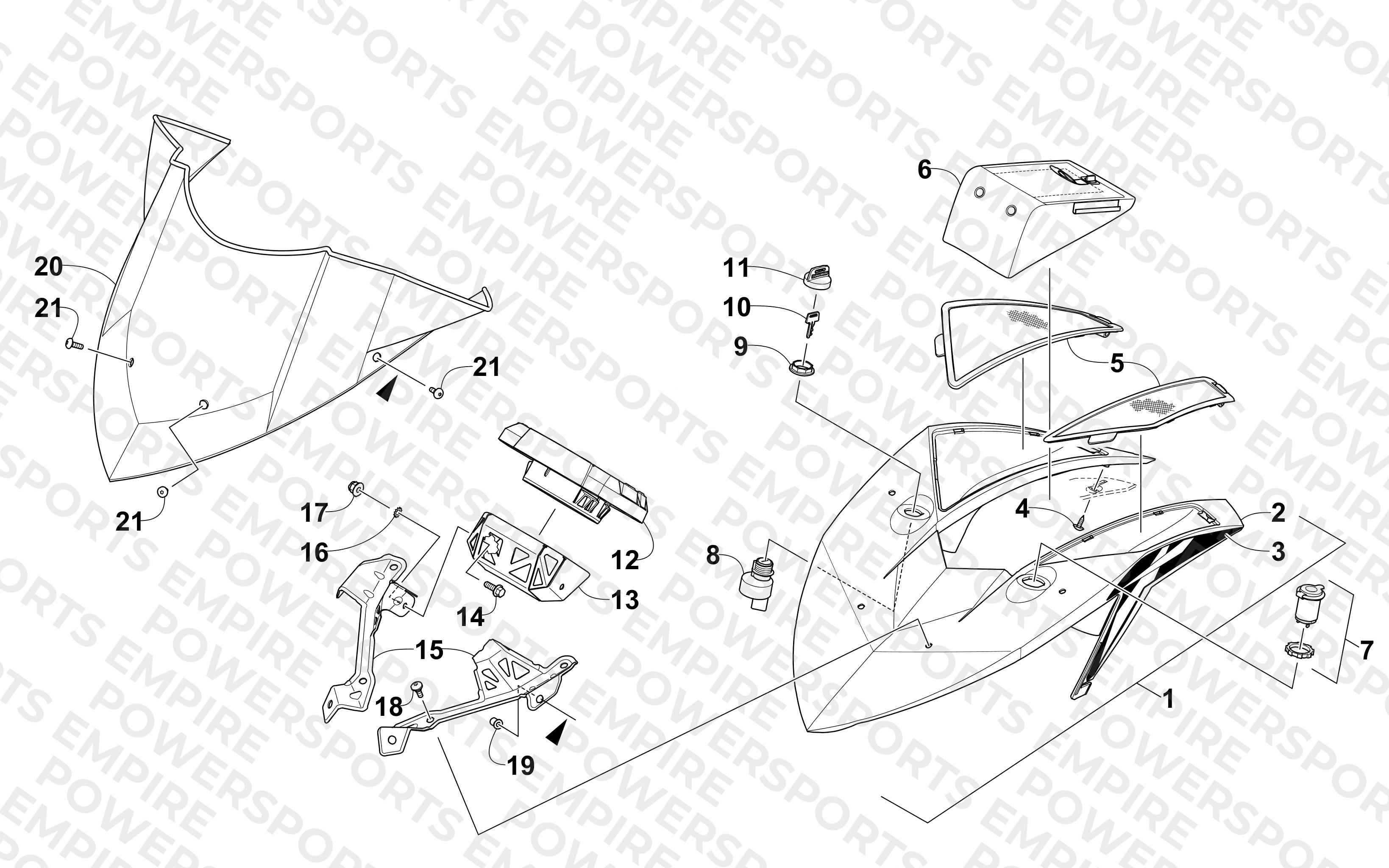 WINDSHIELD AND INSTRUMENTS ASSEMBLIES