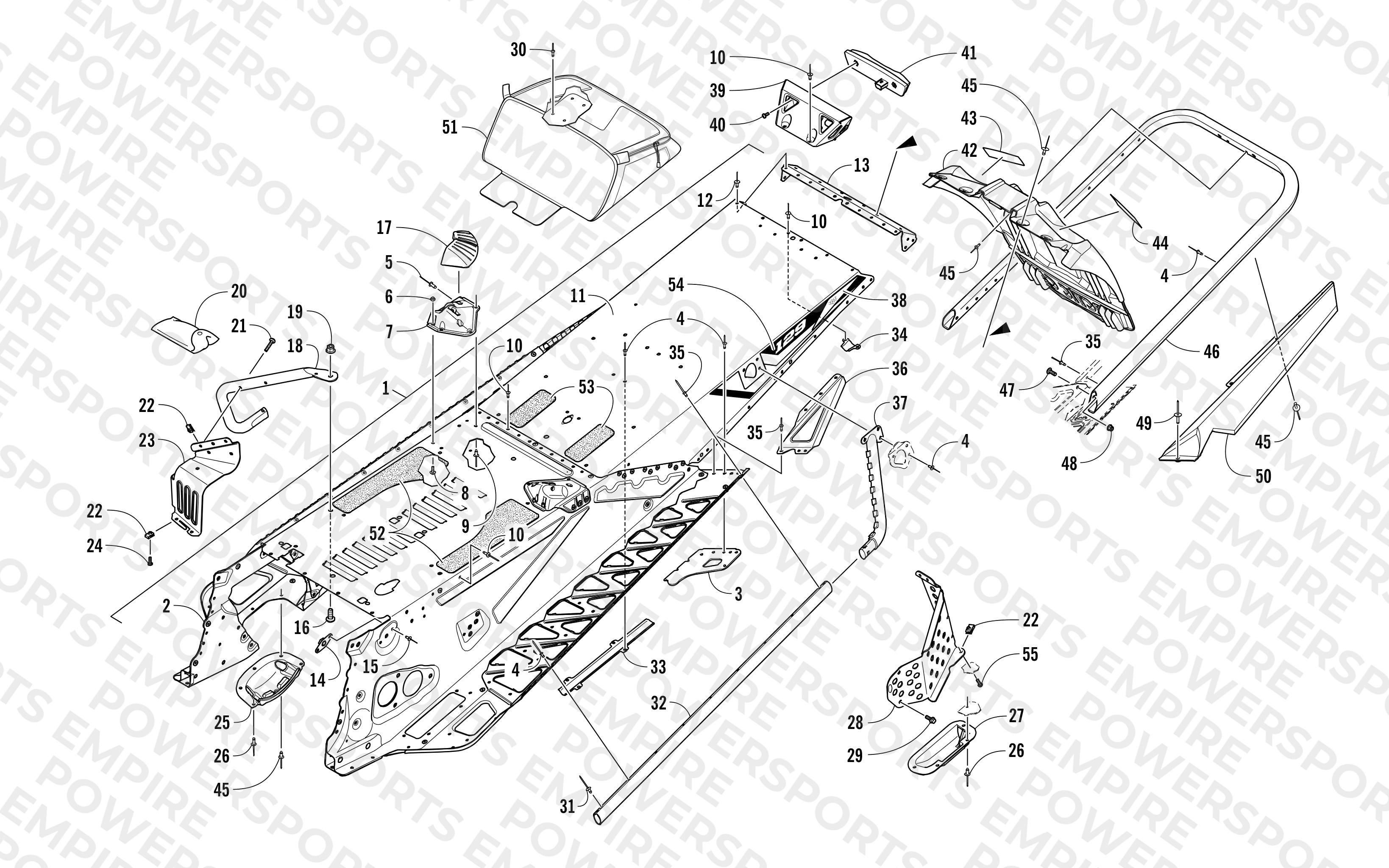 TUNNEL, REAR BUMPER, AND SNOWFLAP ASSEMBLY