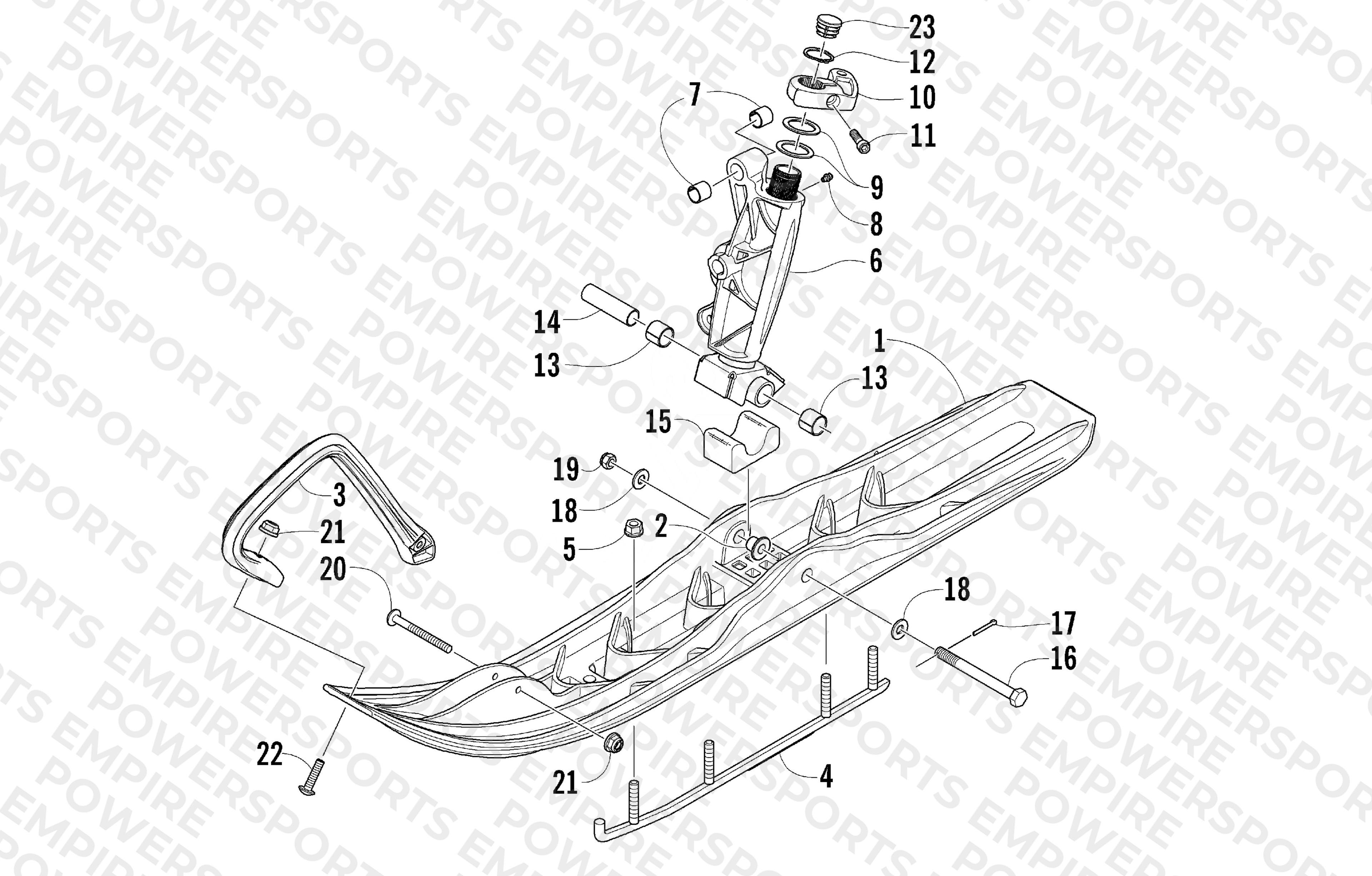 SKI AND SPINDLE ASSEMBLY