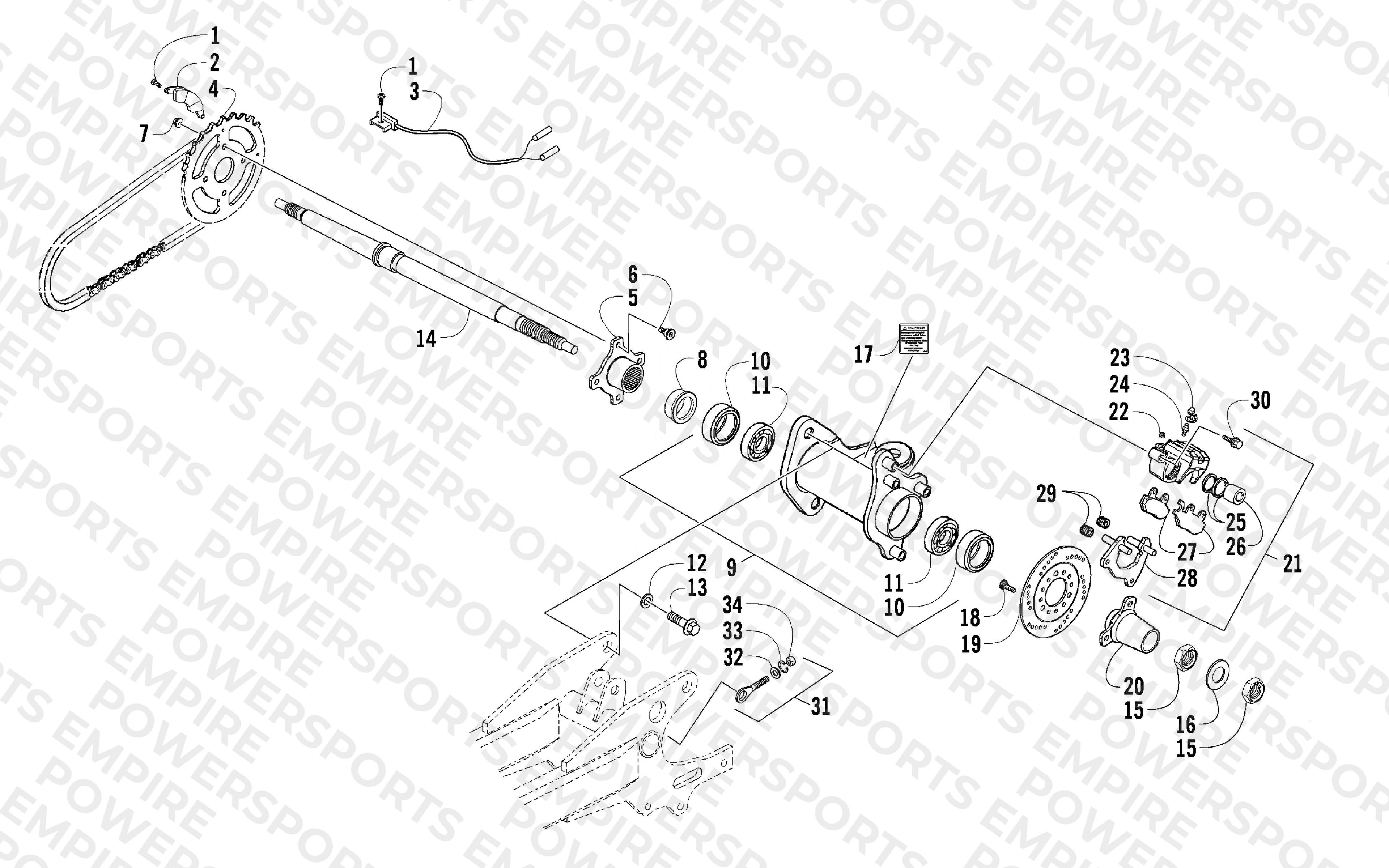 REAR AXLE AND BRAKE ASSEMBLY