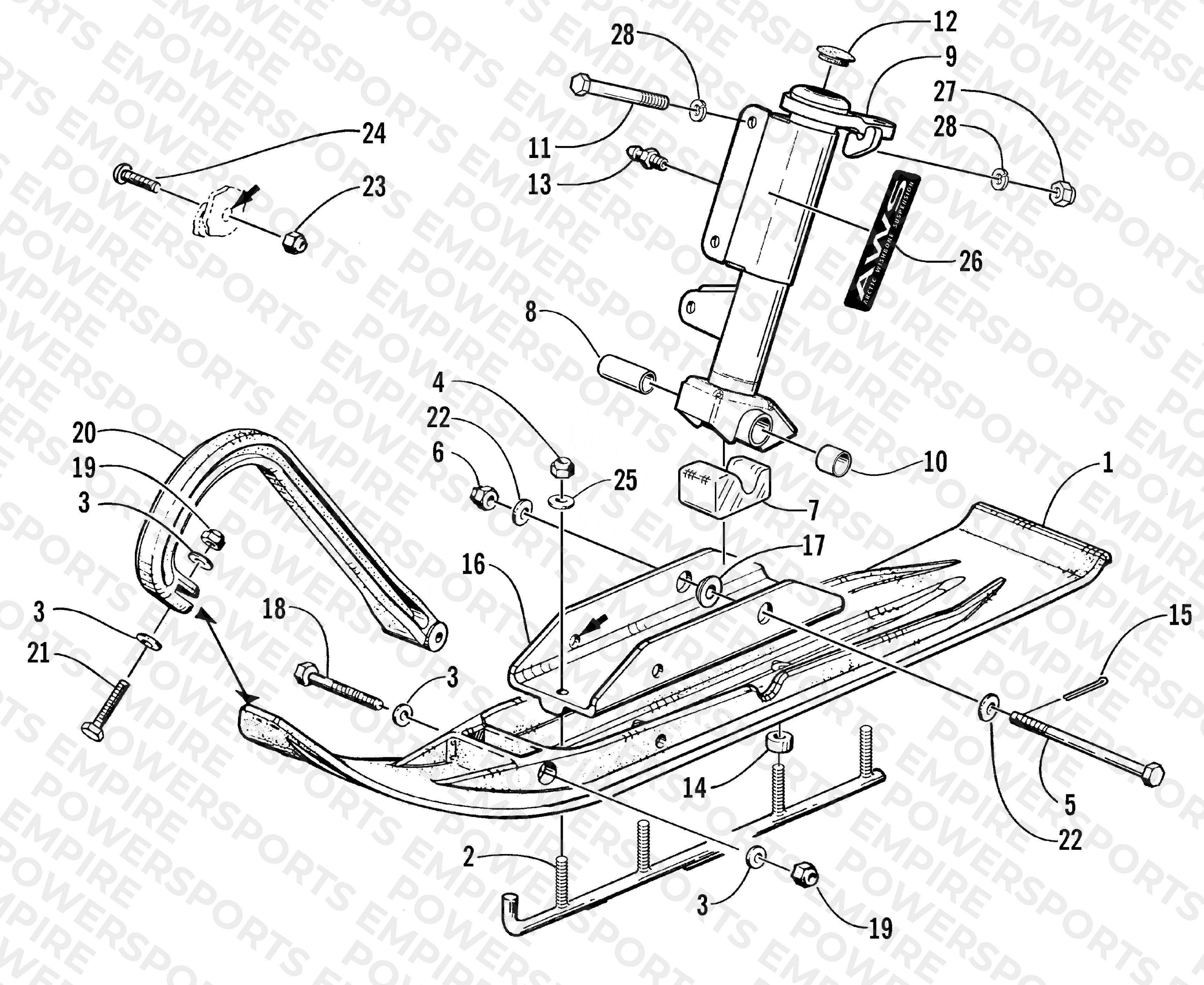 SKI AND SPINDLE ASSEMBLY
