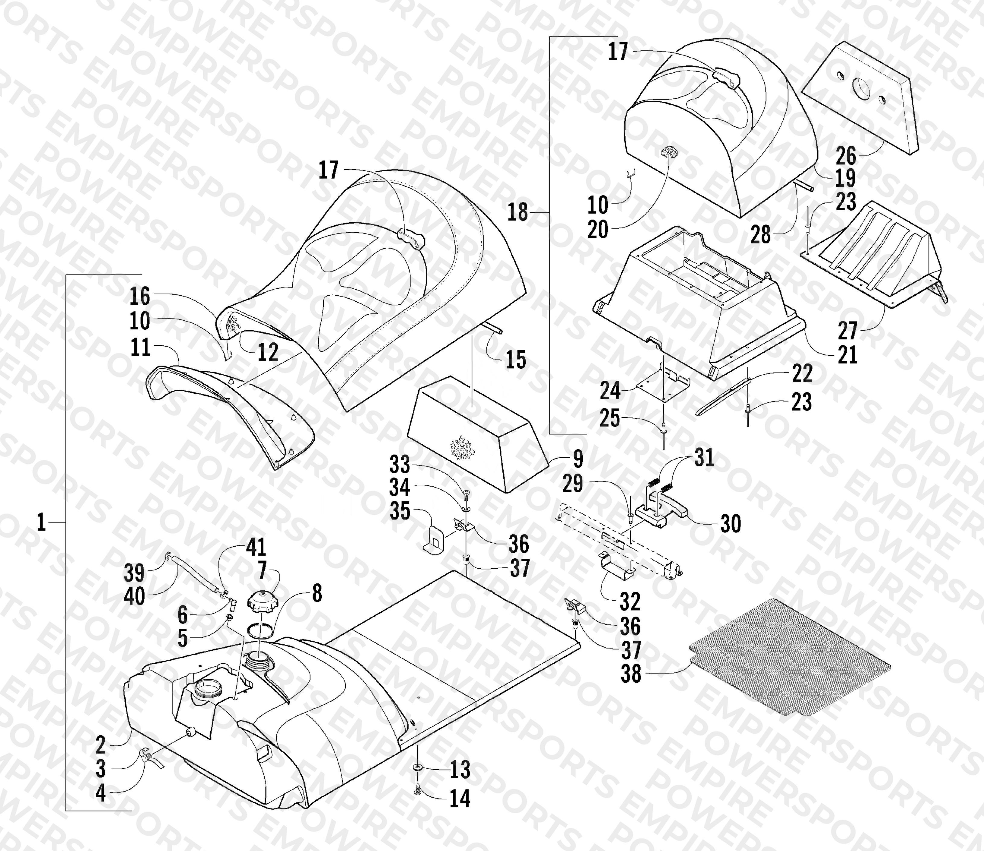 GAS TANK AND SEAT ASSEMBLY