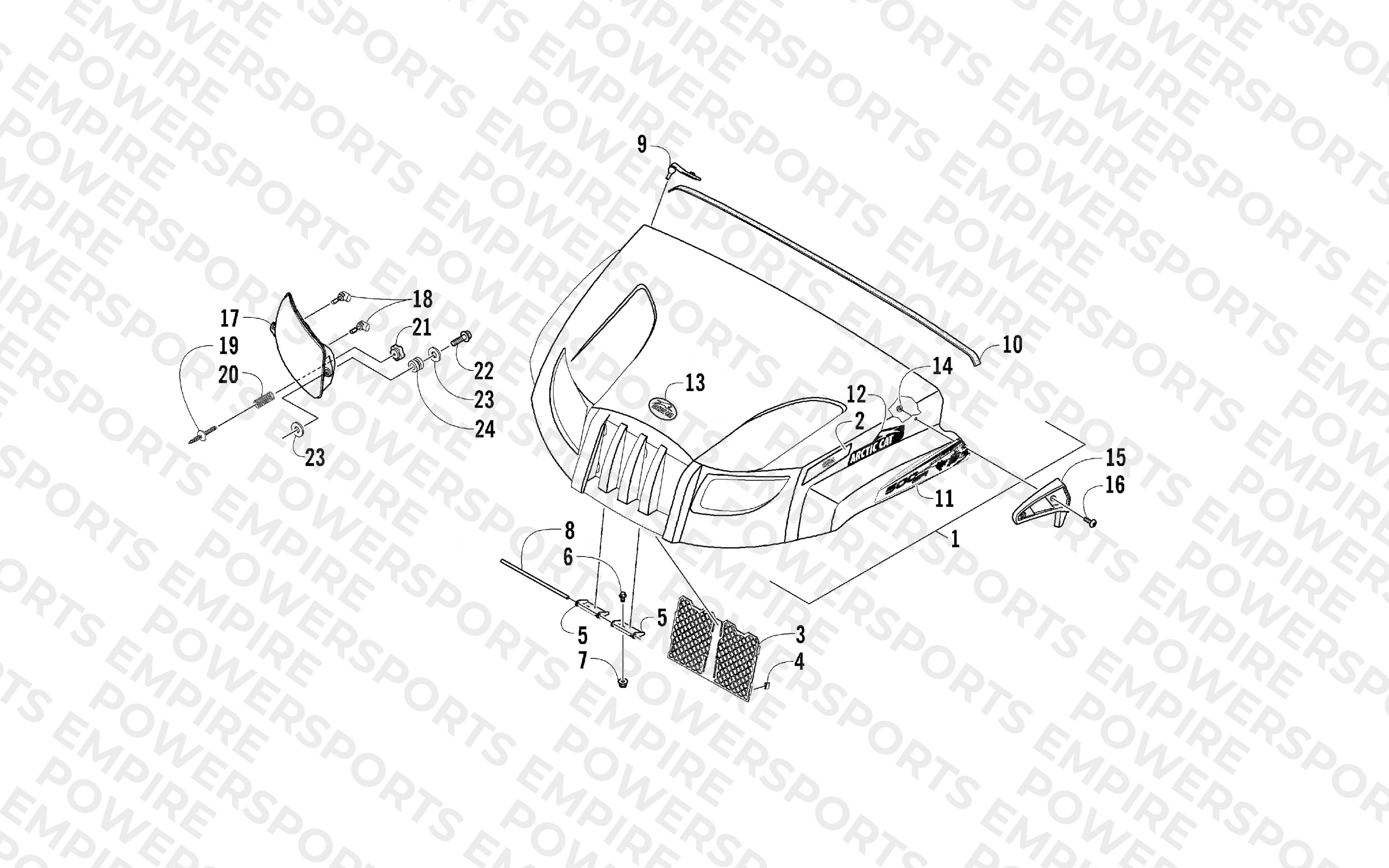 HOOD AND HEADLIGHT ASSEMBLY