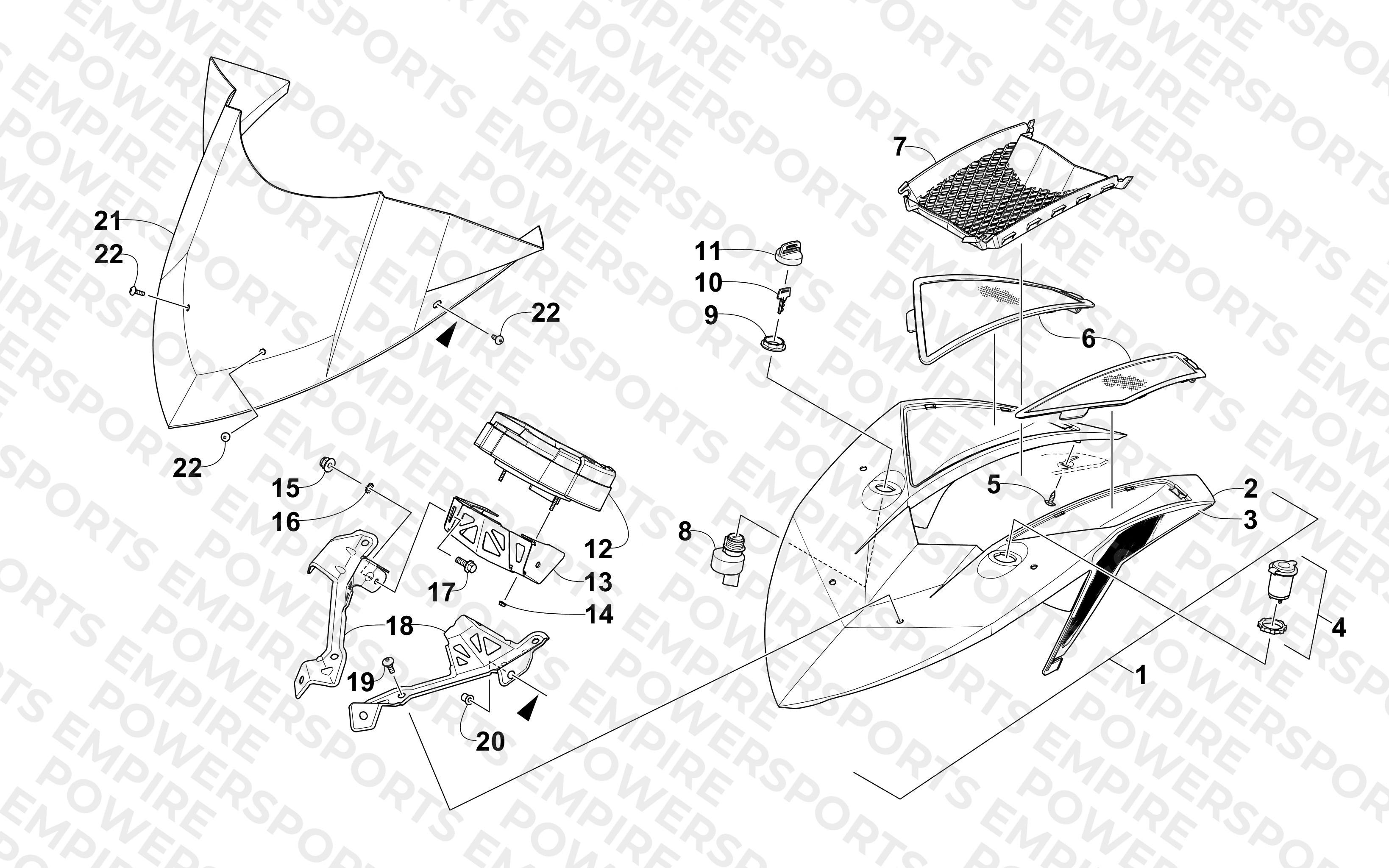 WINDSHIELD AND INSTRUMENTS ASSEMBLIES