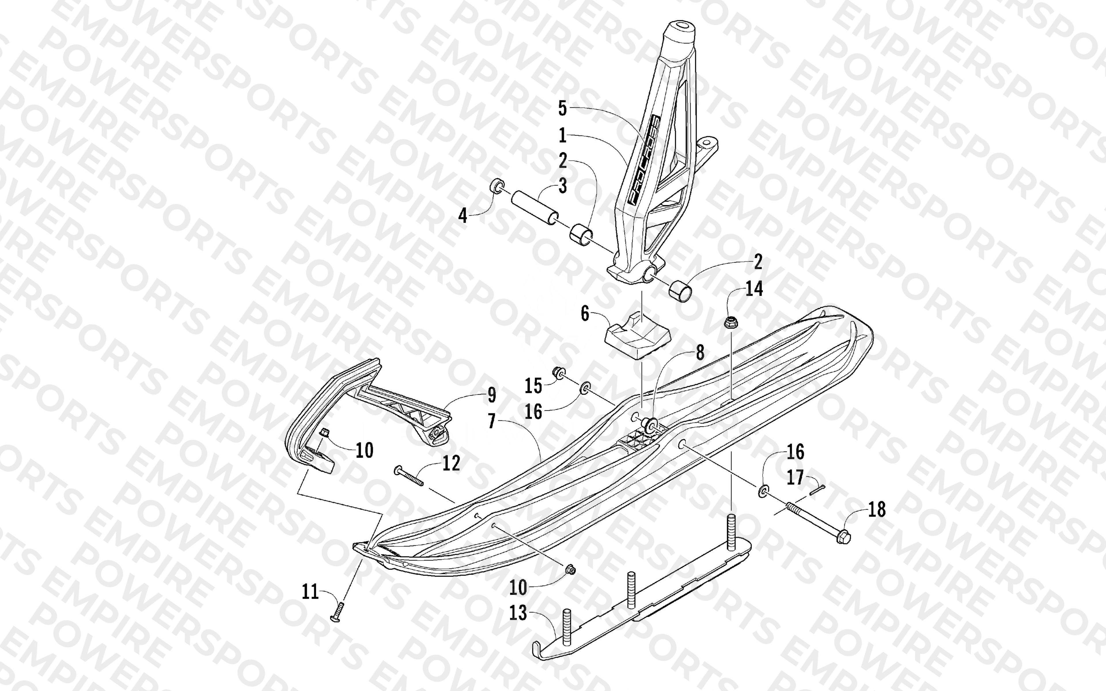 SKI AND SPINDLE ASSEMBLY