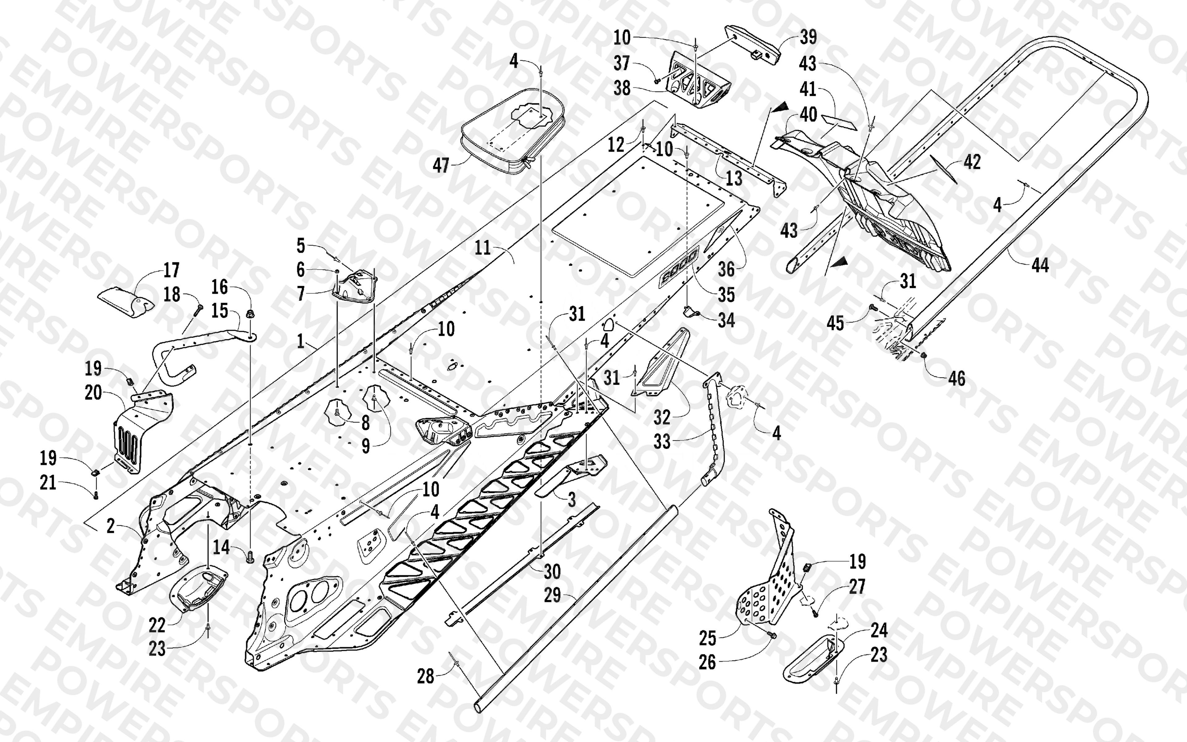 TUNNEL, REAR BUMPER, AND SNOWFLAP ASSEMBLY