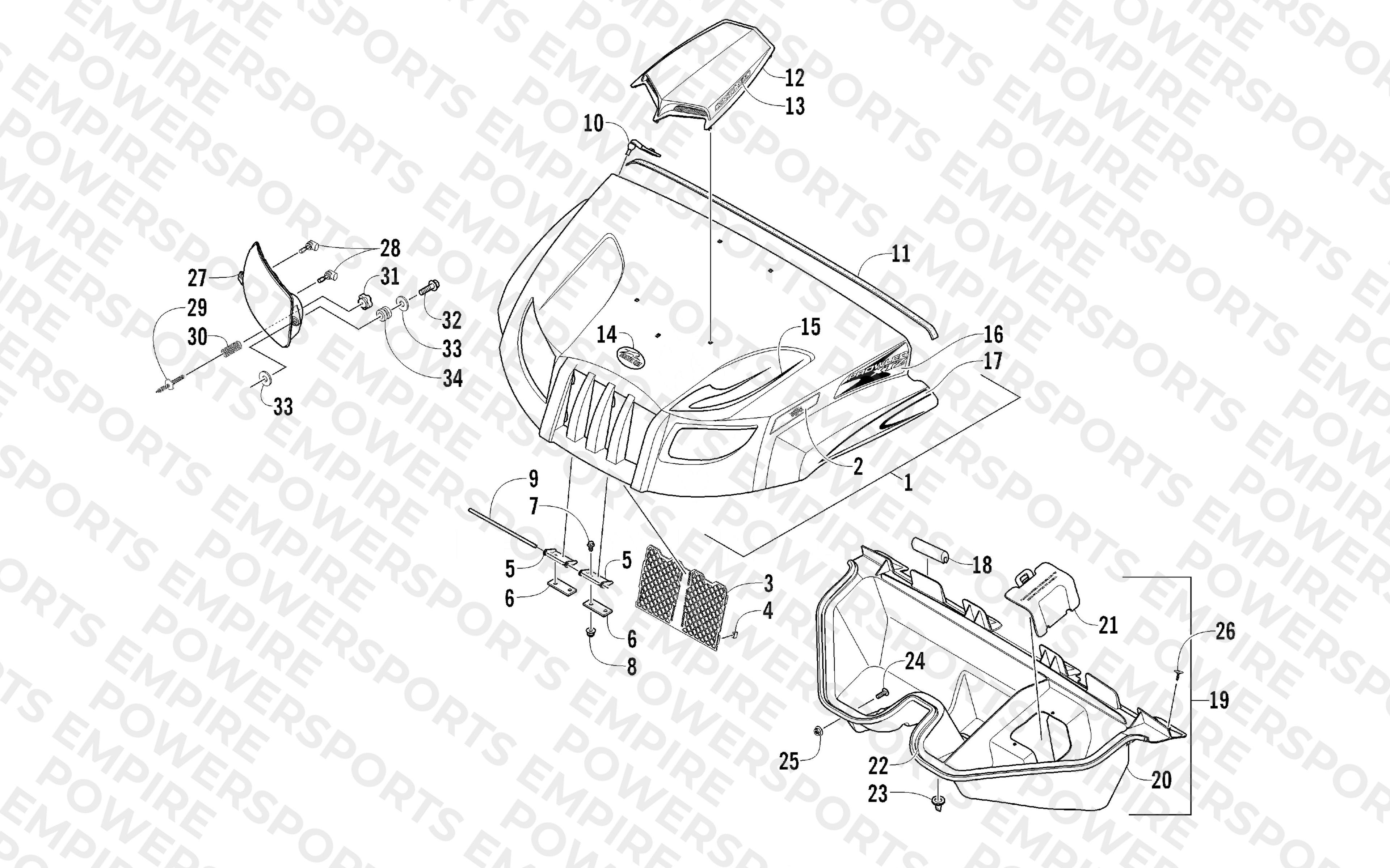 HOOD AND HEADLIGHT ASSEMBLY