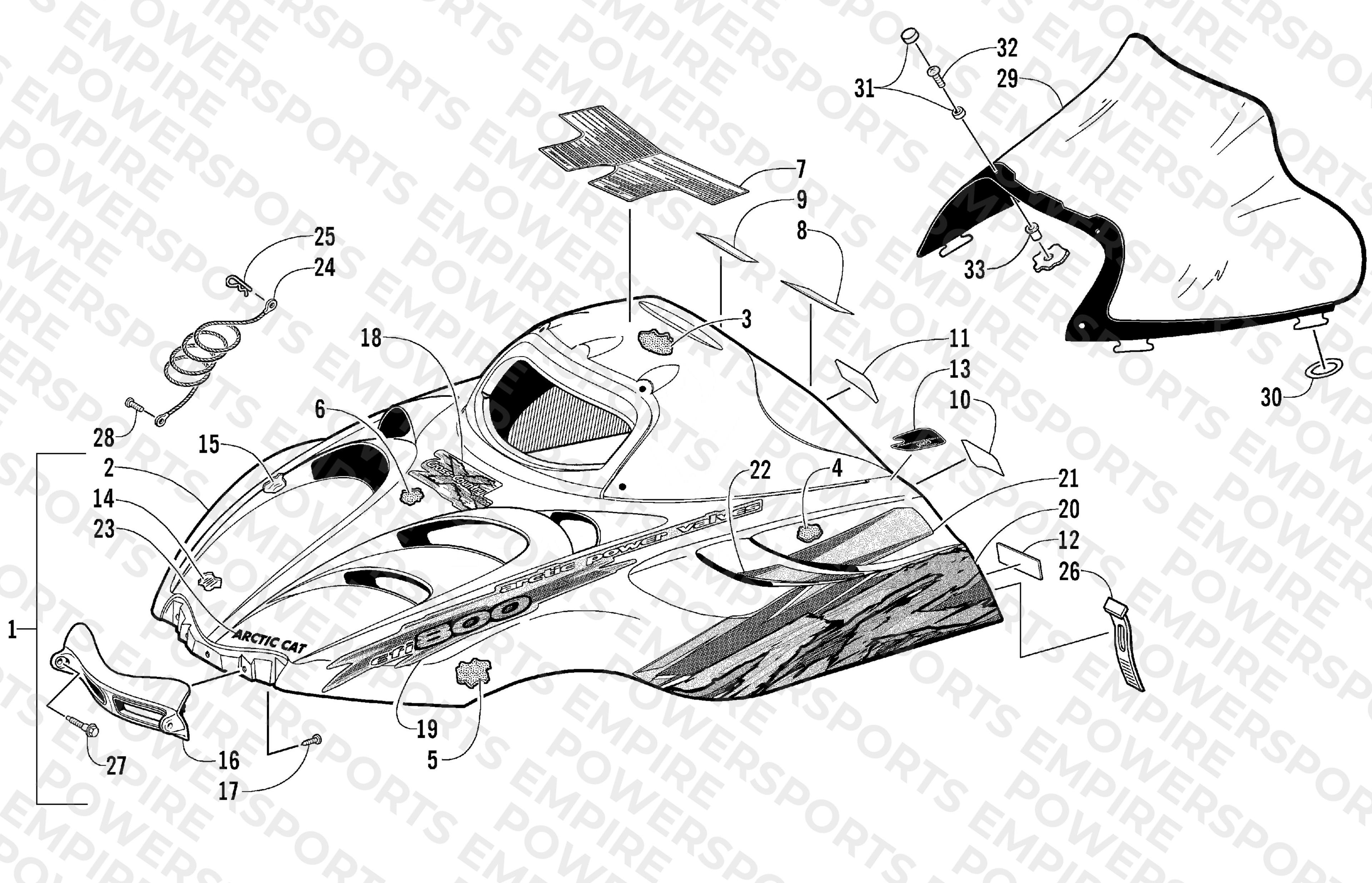 HOOD AND WINDSHIELD ASSEMBLY