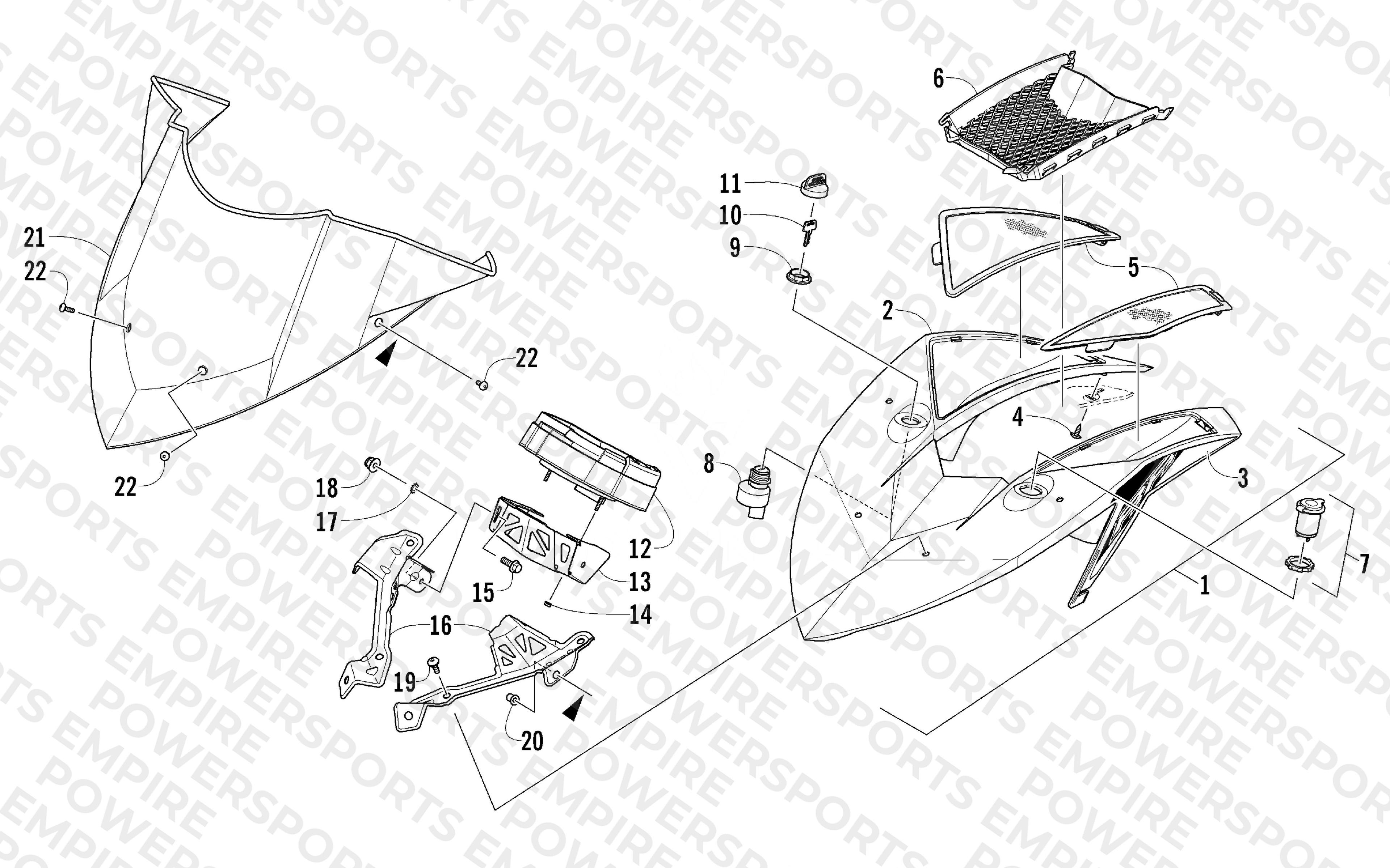WINDSHIELD AND INSTRUMENTS ASSEMBLIES
