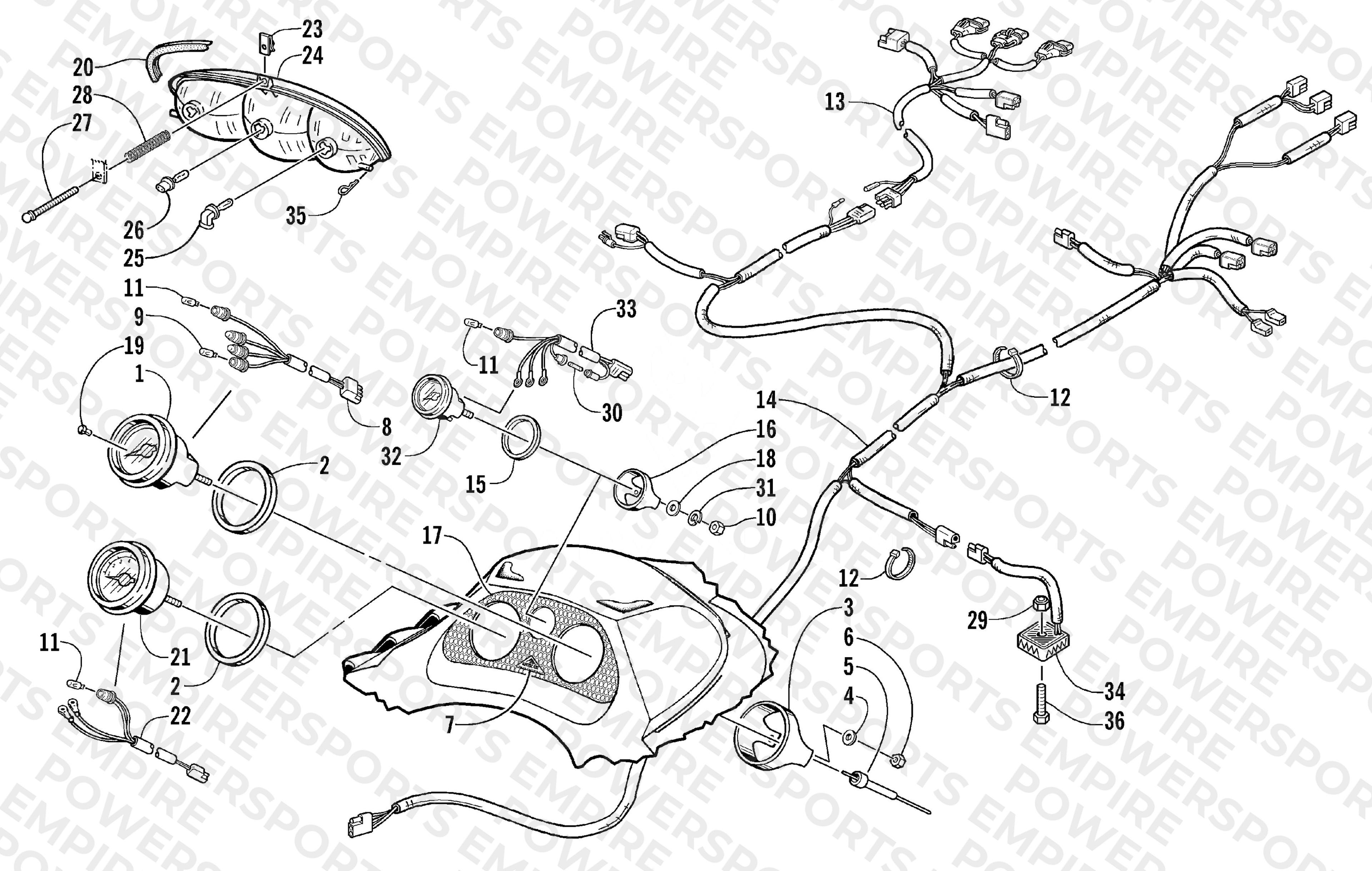 HEADLIGHT, INSTRUMENTS, AND WIRING ASSEMBLIES