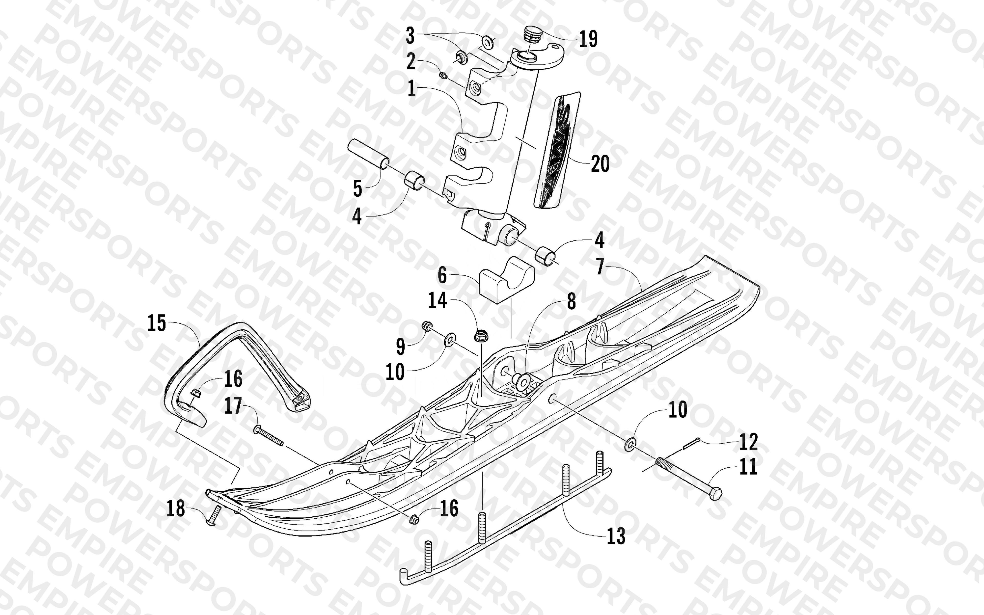 SKI AND SPINDLE ASSEMBLY