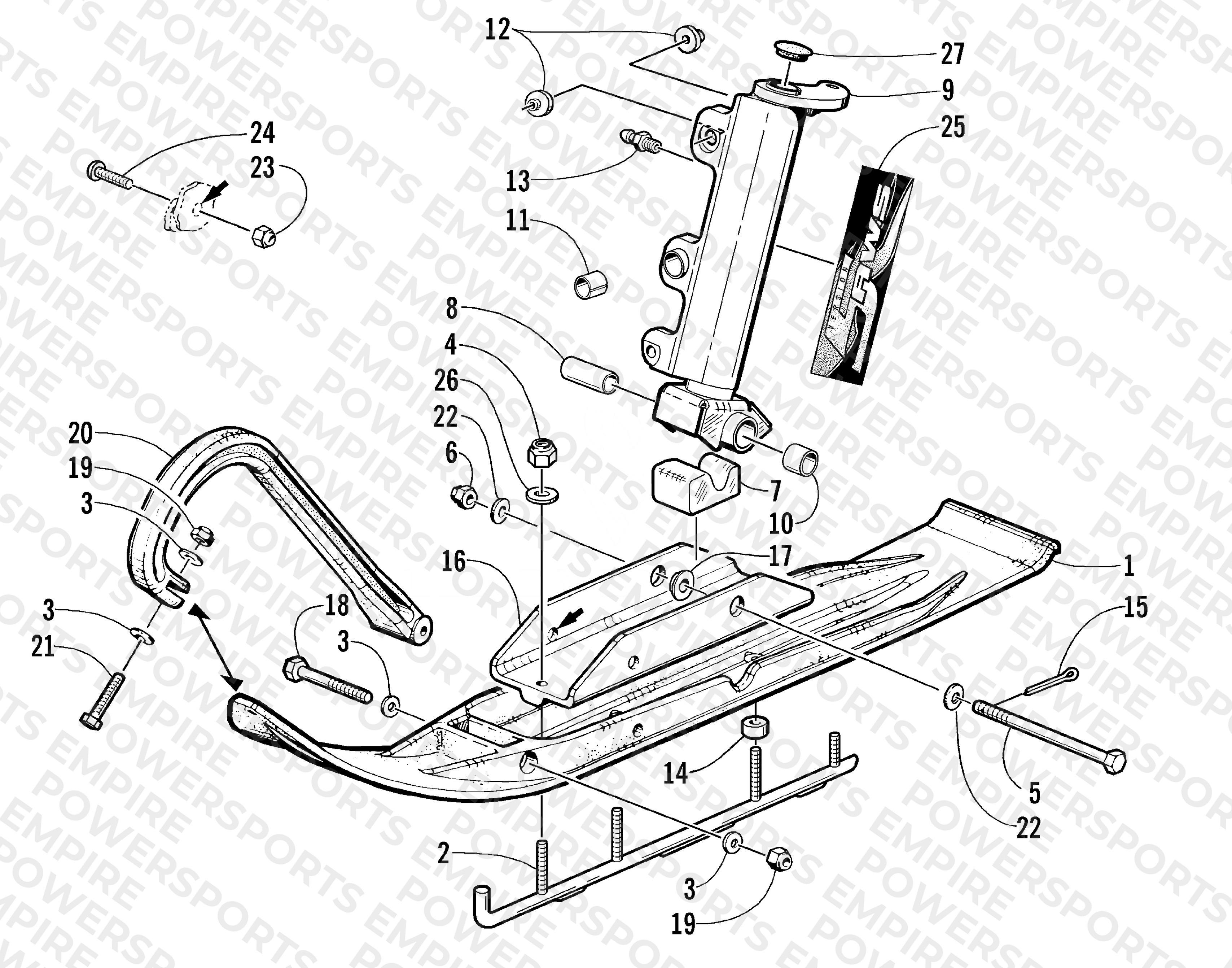 SKI AND SPINDLE ASSEMBLY