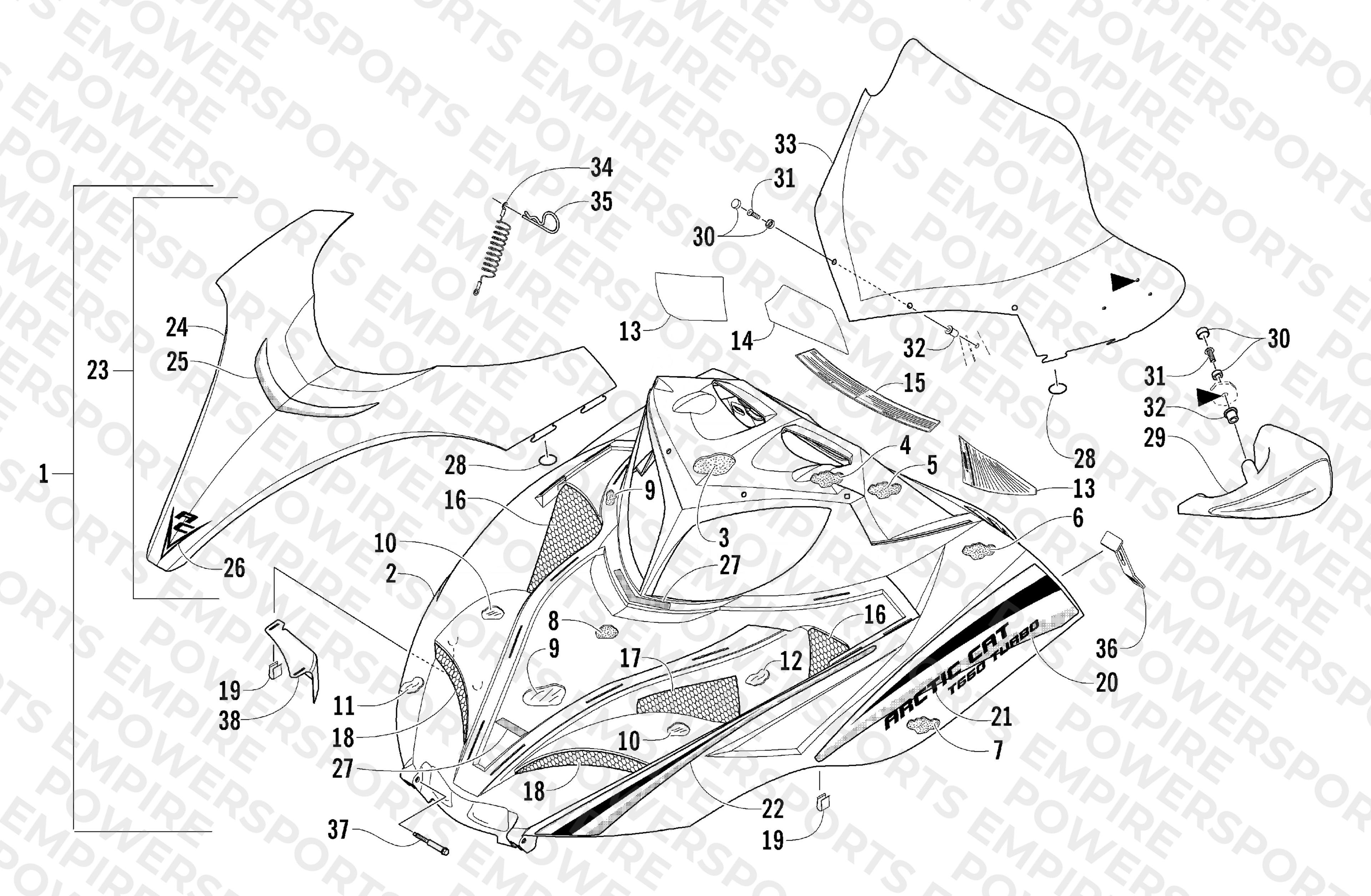 HOOD AND WINDSHIELD ASSEMBLY