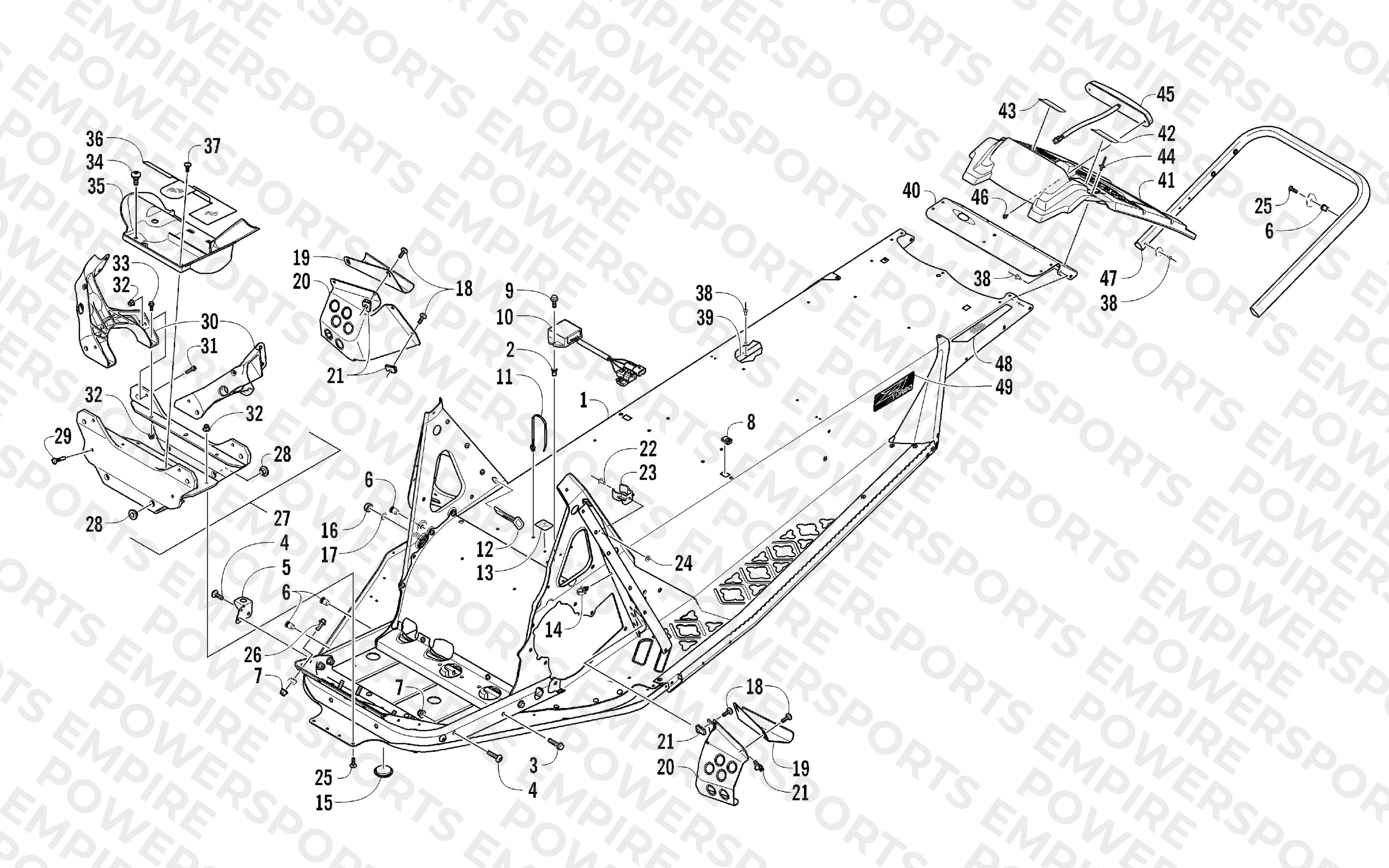 CHASSIS, REAR BUMPER, AND SNOWFLAP ASSEMBLY
