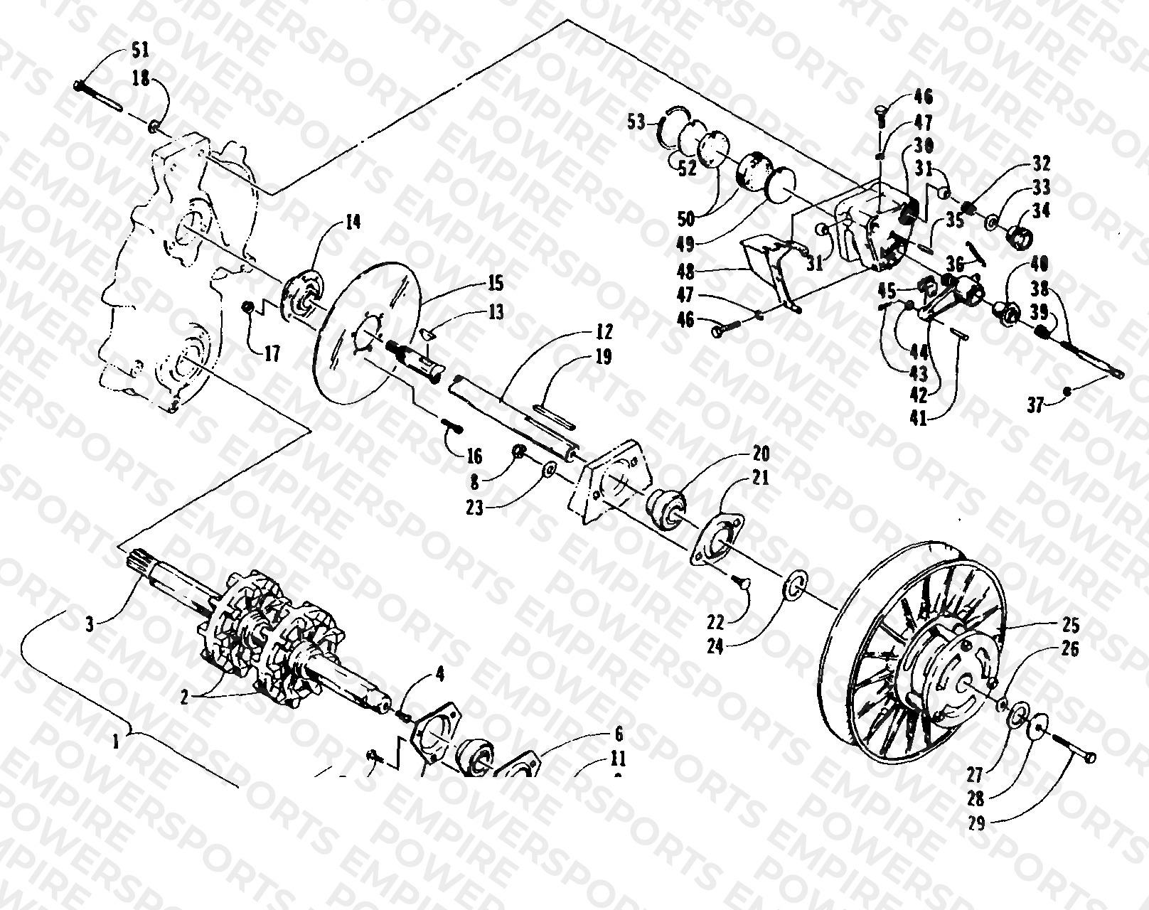 DRIVE TRAIN SHAFTS AND BRAKE ASSEMBLIES