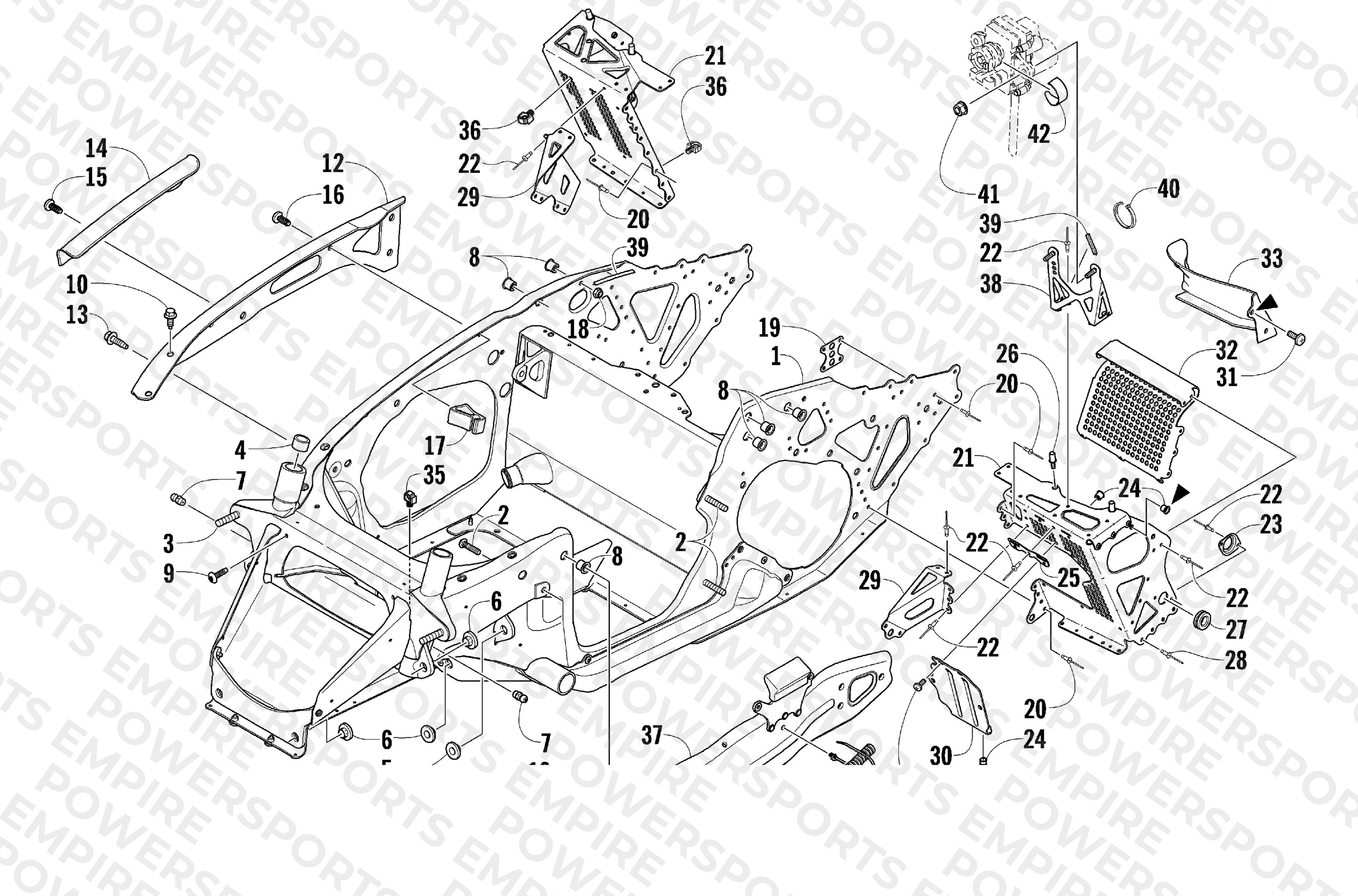 FRONT FRAME AND FOOTREST ASSEMBLY