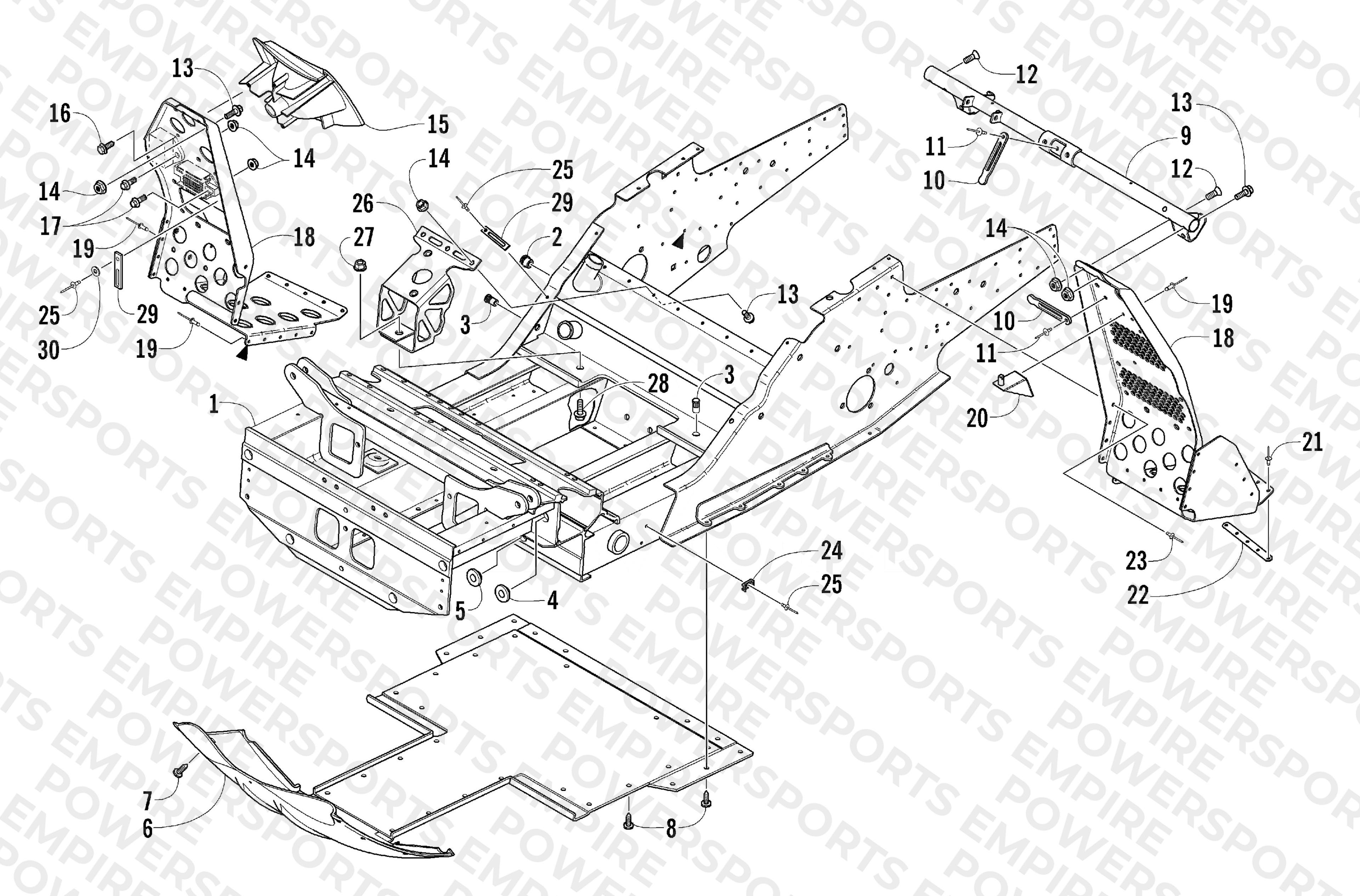 FRONT FRAME AND FOOTREST ASSEMBLY