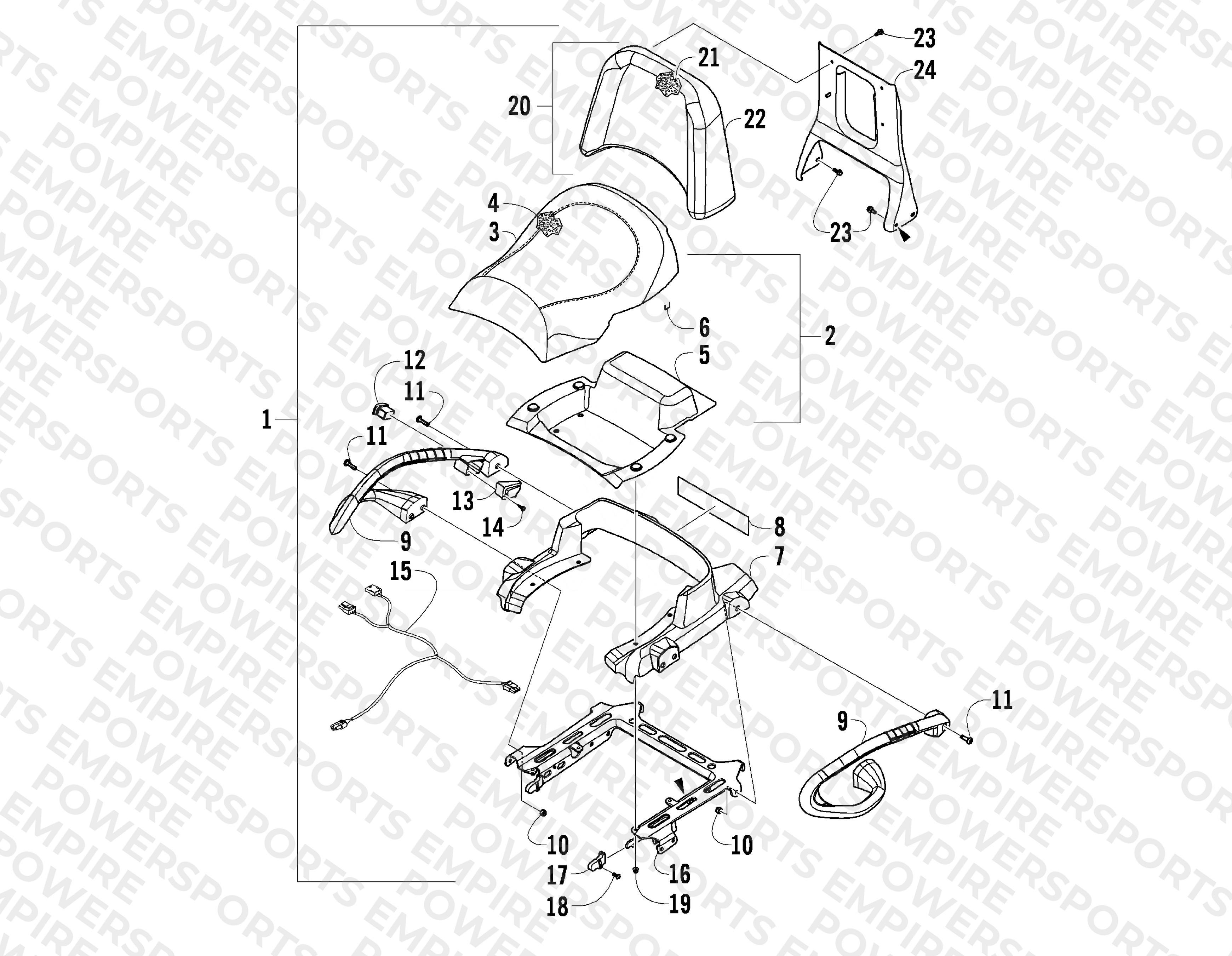 PASSENGER SEAT AND BACKREST ASSEMBLY