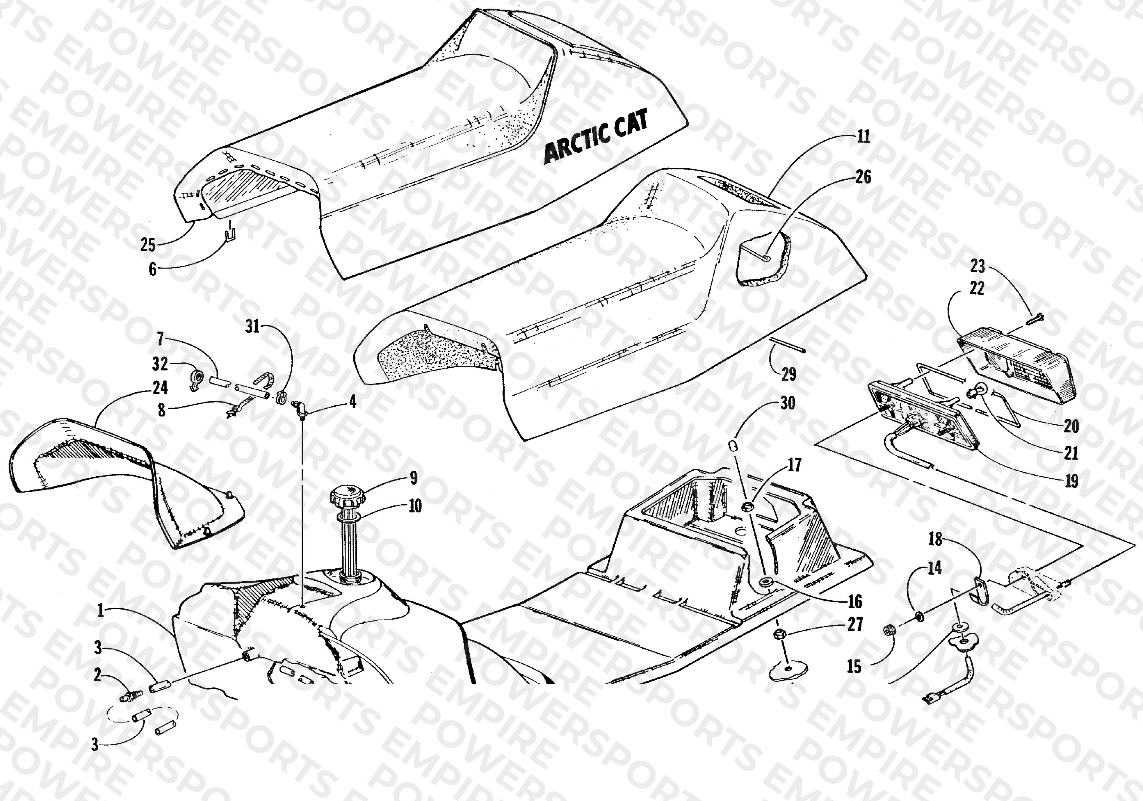 GAS TANK, SEAT, AND TAILLIGHT ASSEMBLY