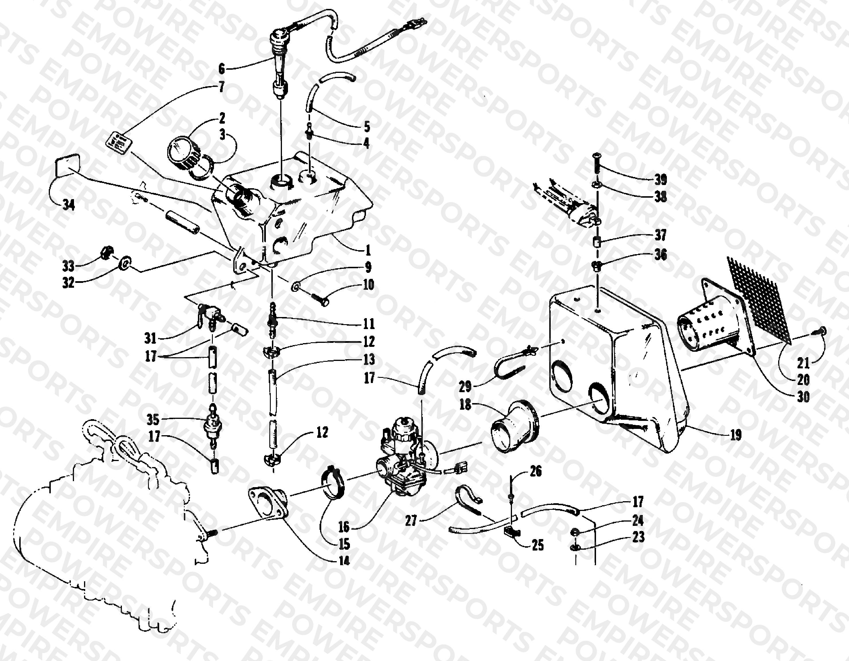 OIL TANK,CARBURETOR, FUEL PUMP AND SILENCER