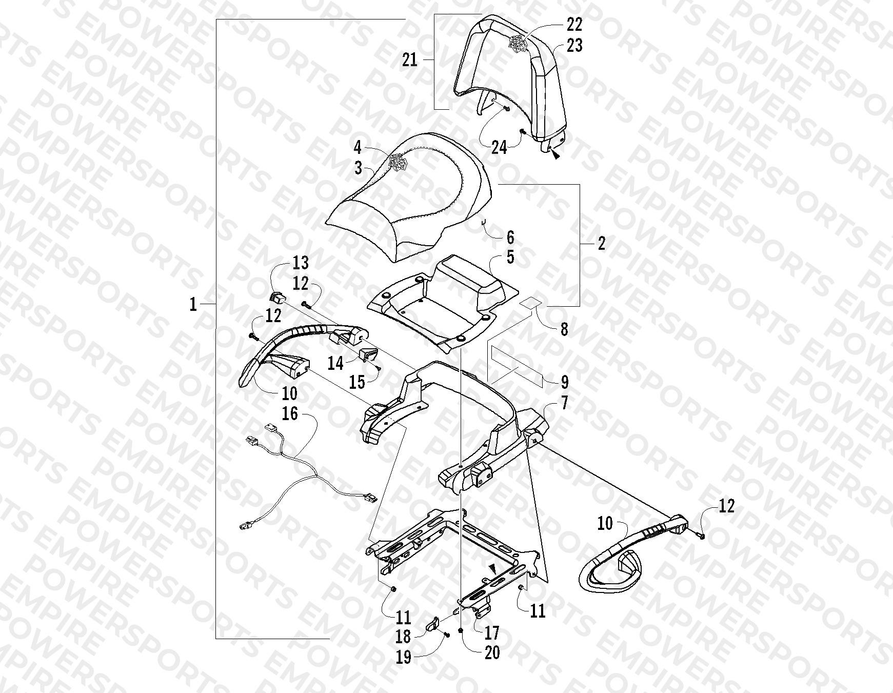 PASSENGER SEAT AND BACKREST ASSEMBLY
