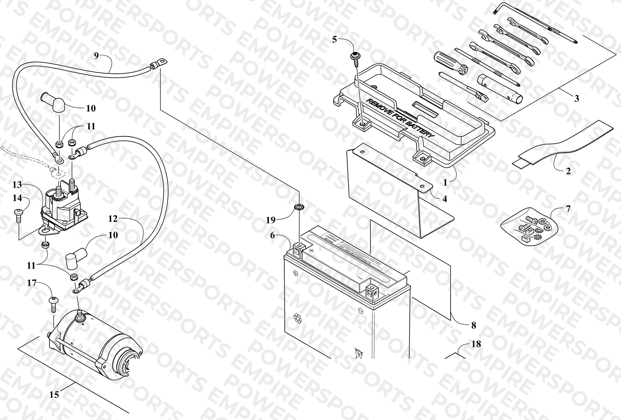 BATTERY AND STARTER ASSEMBLY