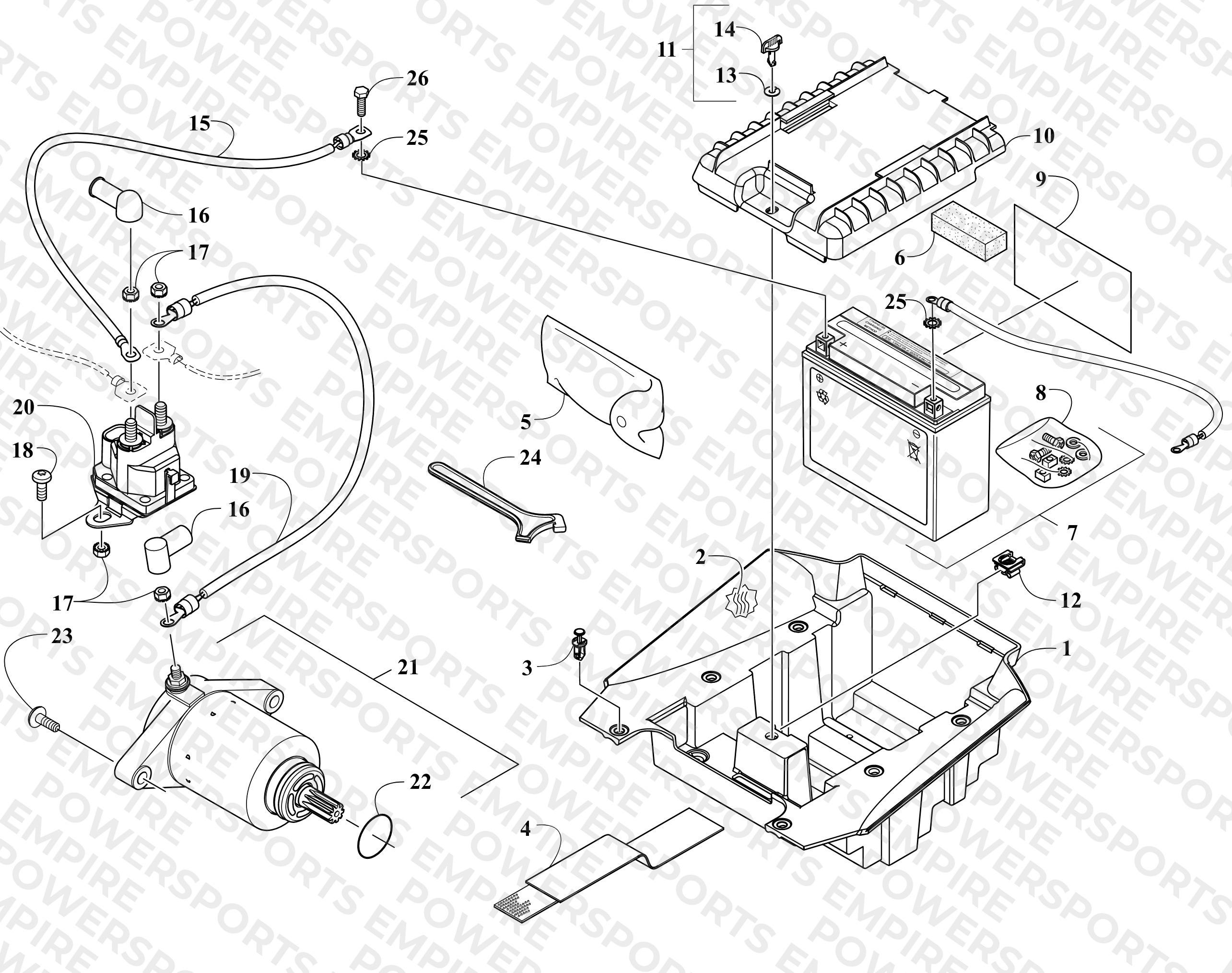 BATTERY AND STARTER ASSEMBLY