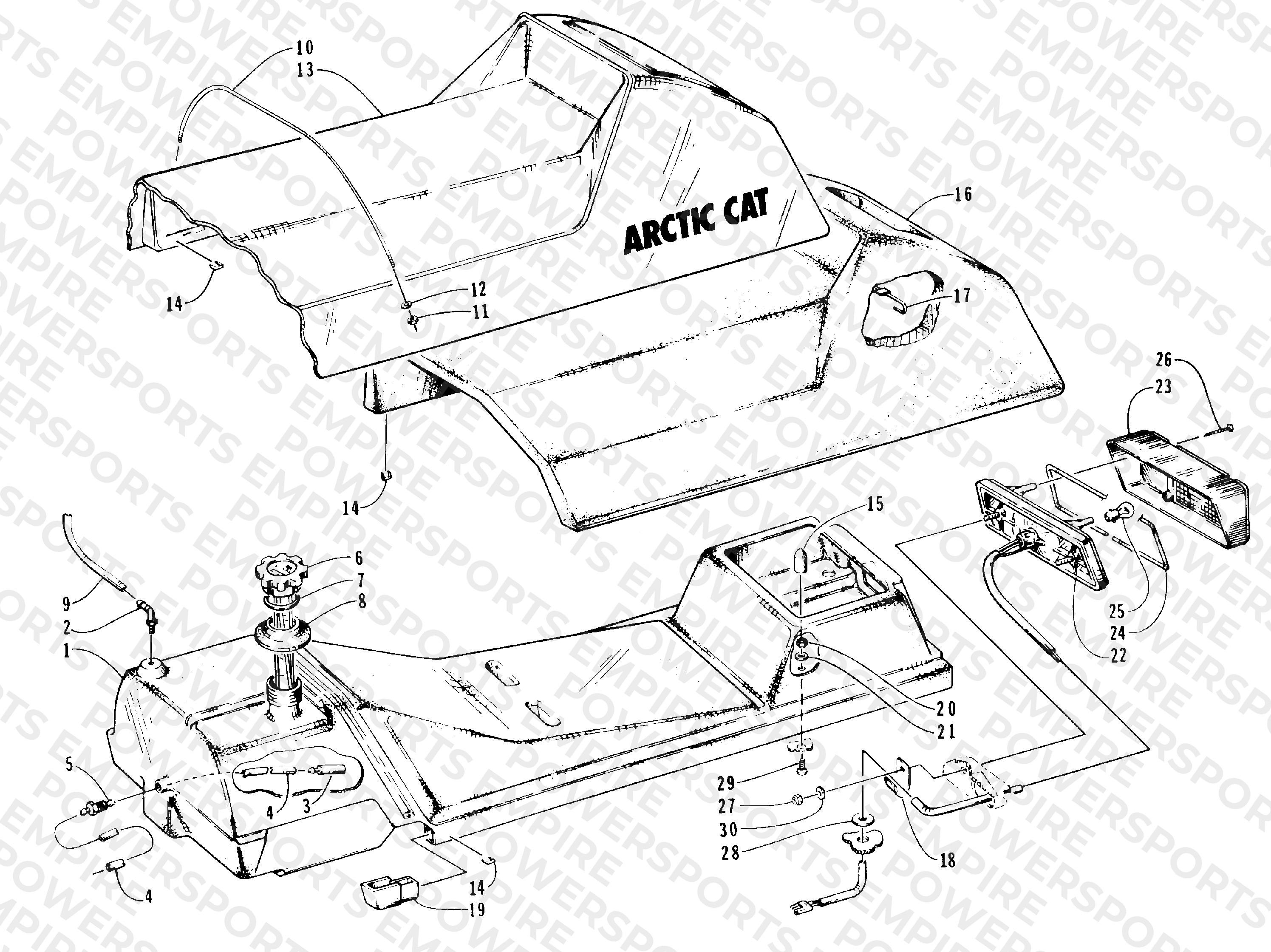 GAS TANK, SEAT, AND TAILLIGHT ASSEMBLIES