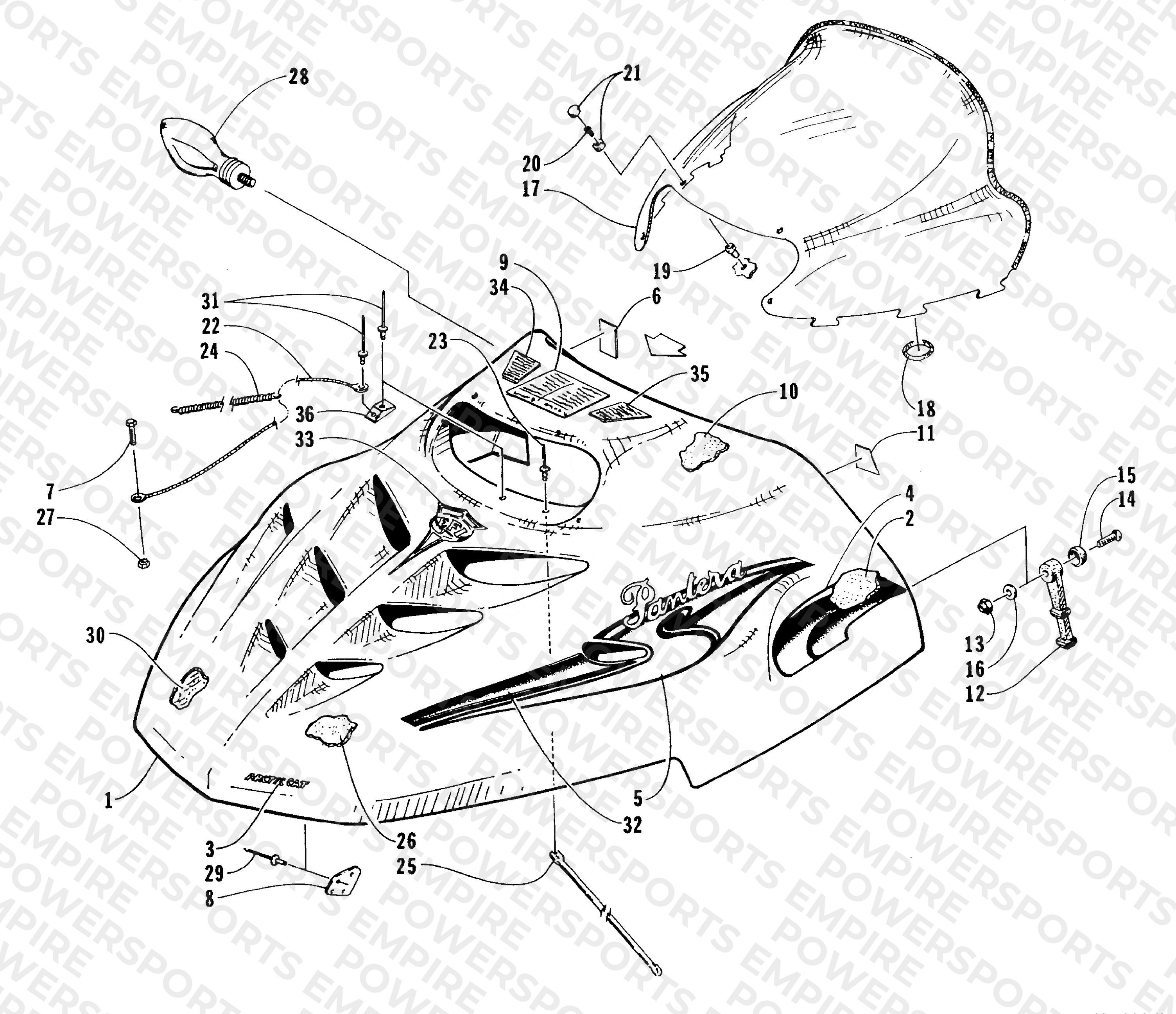 HOOD AND WINDSHIELD ASSEMBLY