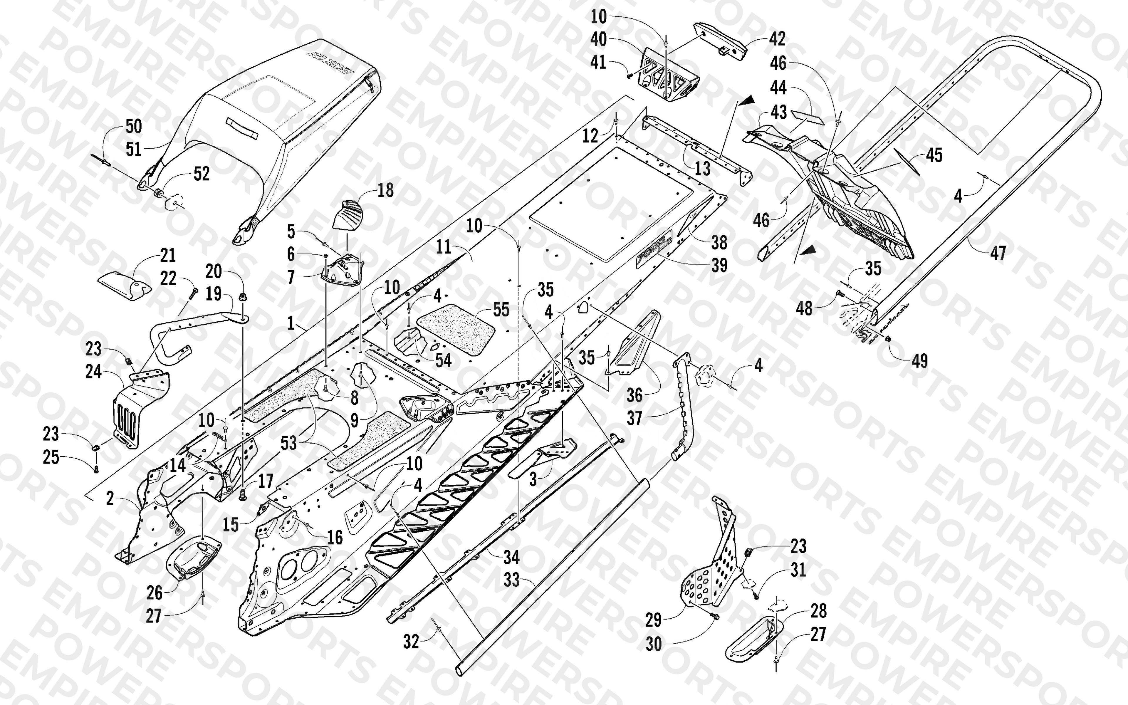 TUNNEL, REAR BUMPER, AND SNOWFLAP ASSEMBLY