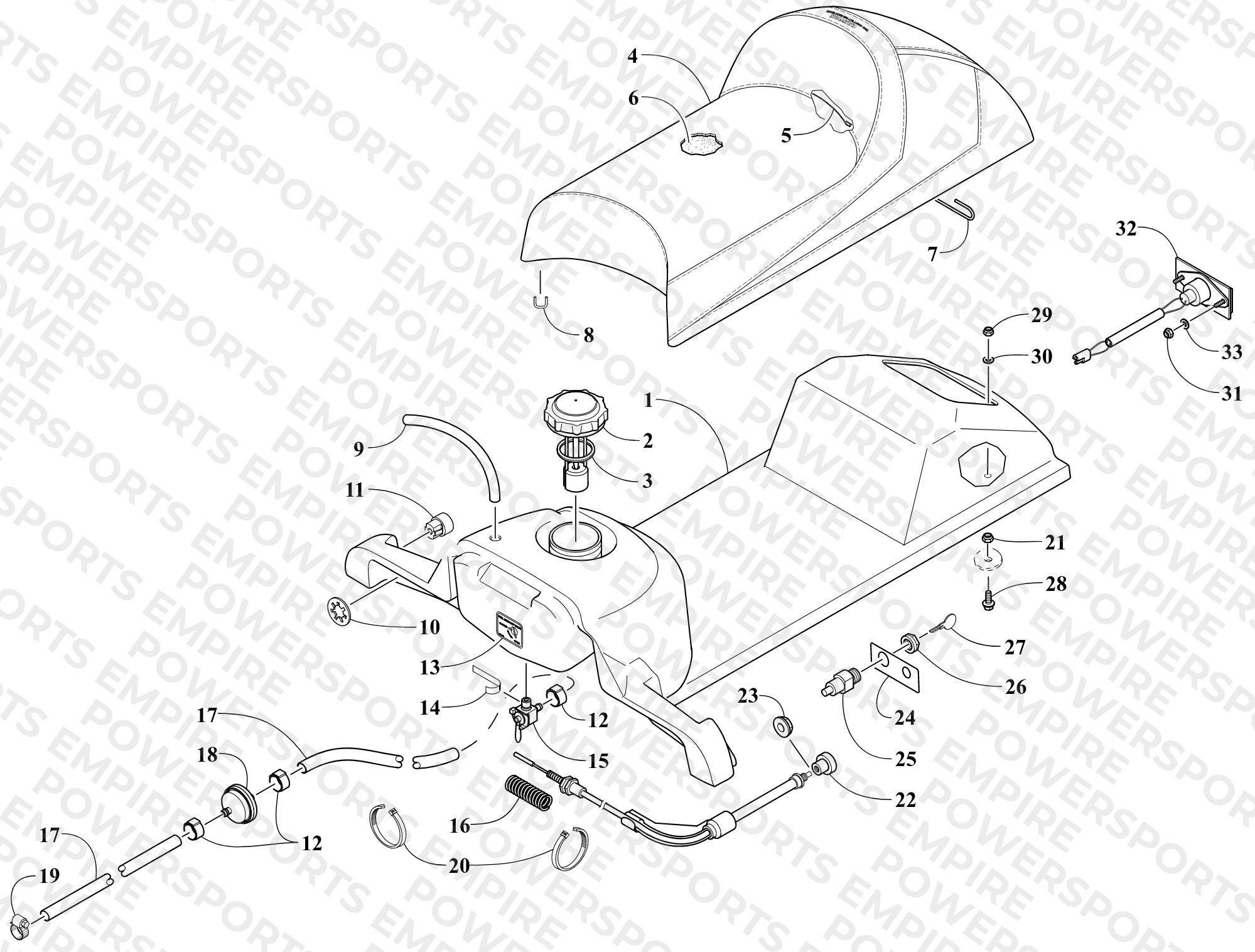 GAS TANK, SEAT, AND TAILLIGHT ASSEMBLY