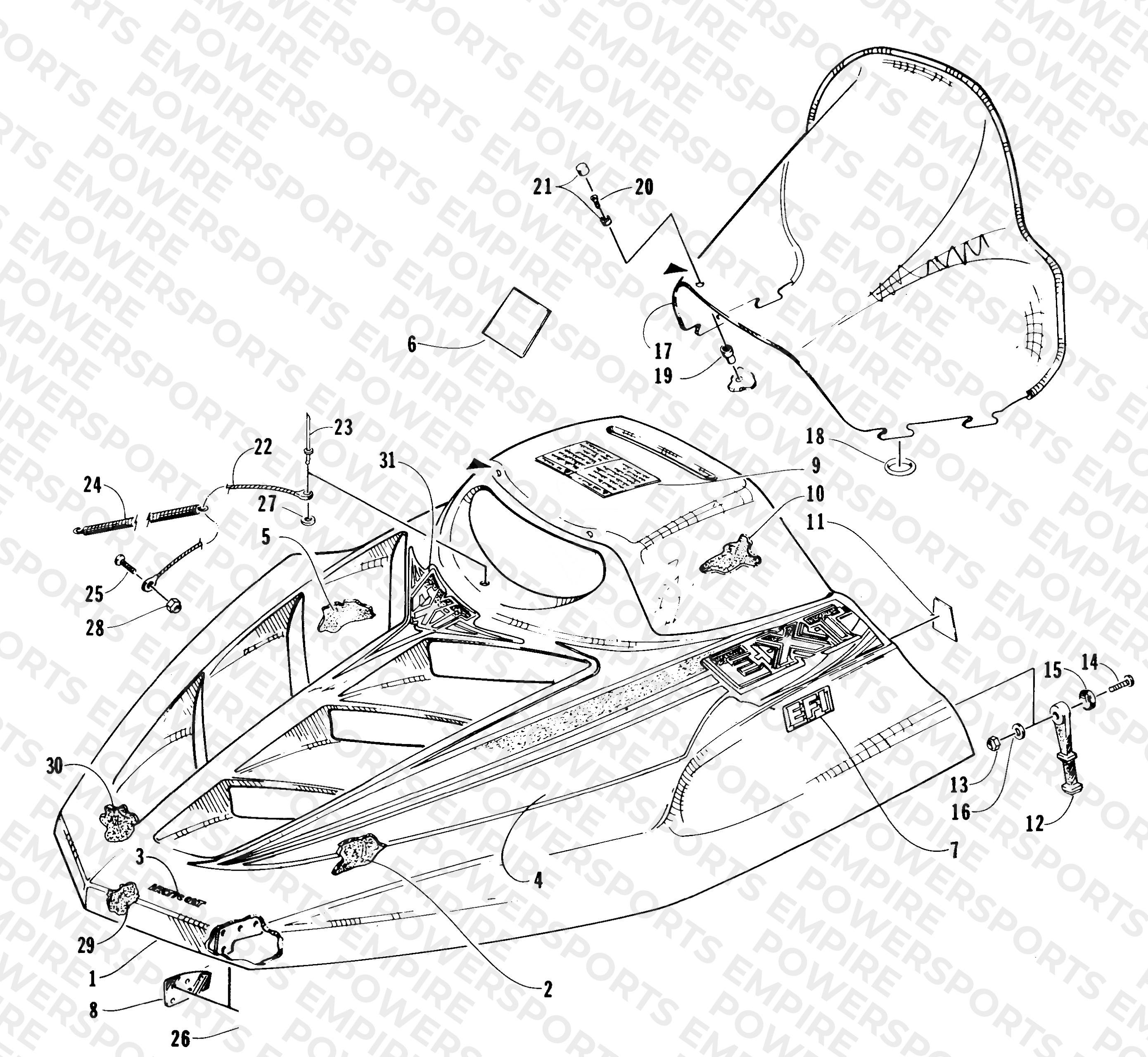 HOOD AND WINDSHIELD ASSEMBLY