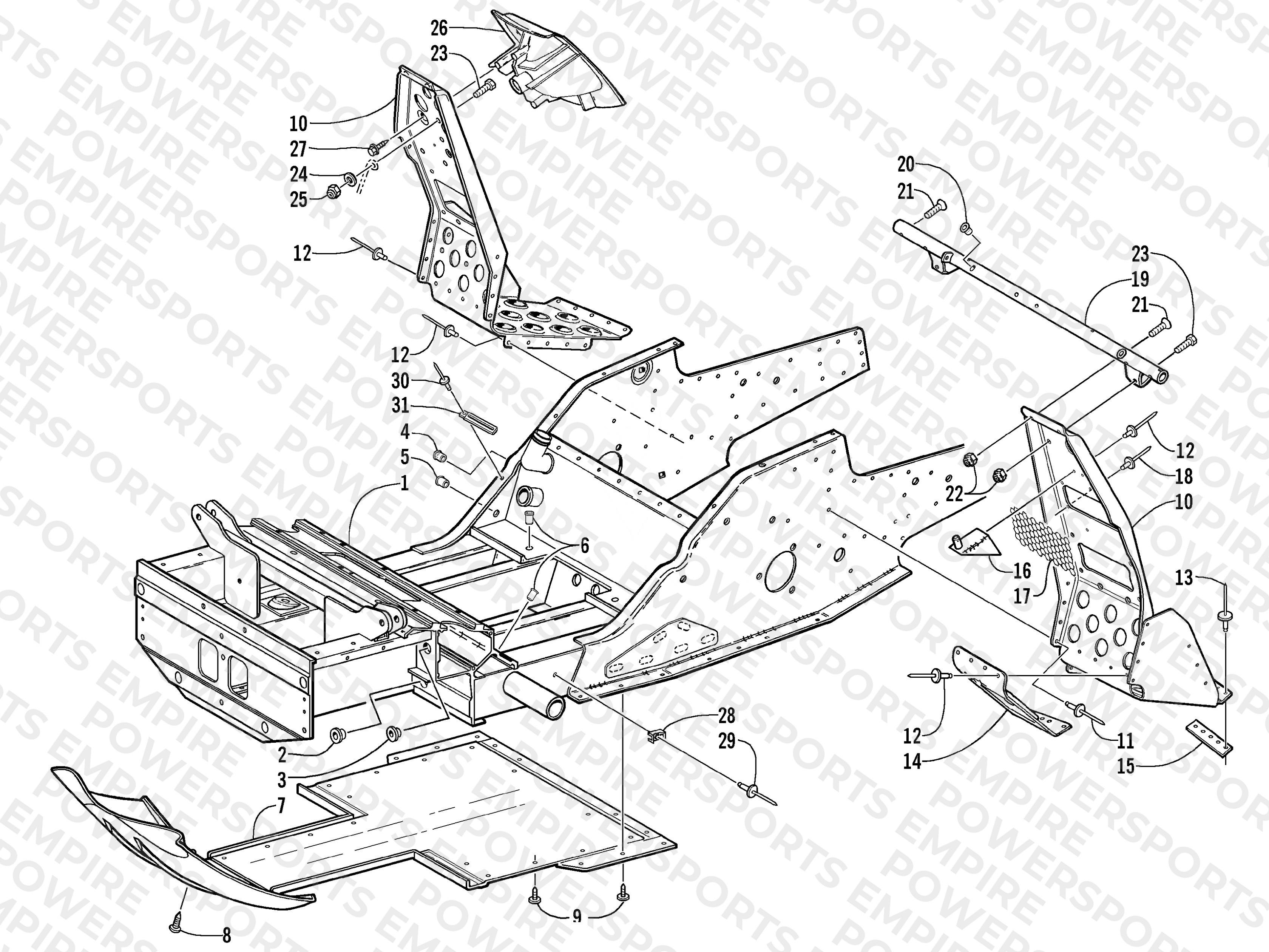 FRONT FRAME AND FOOTREST ASSEMBLY