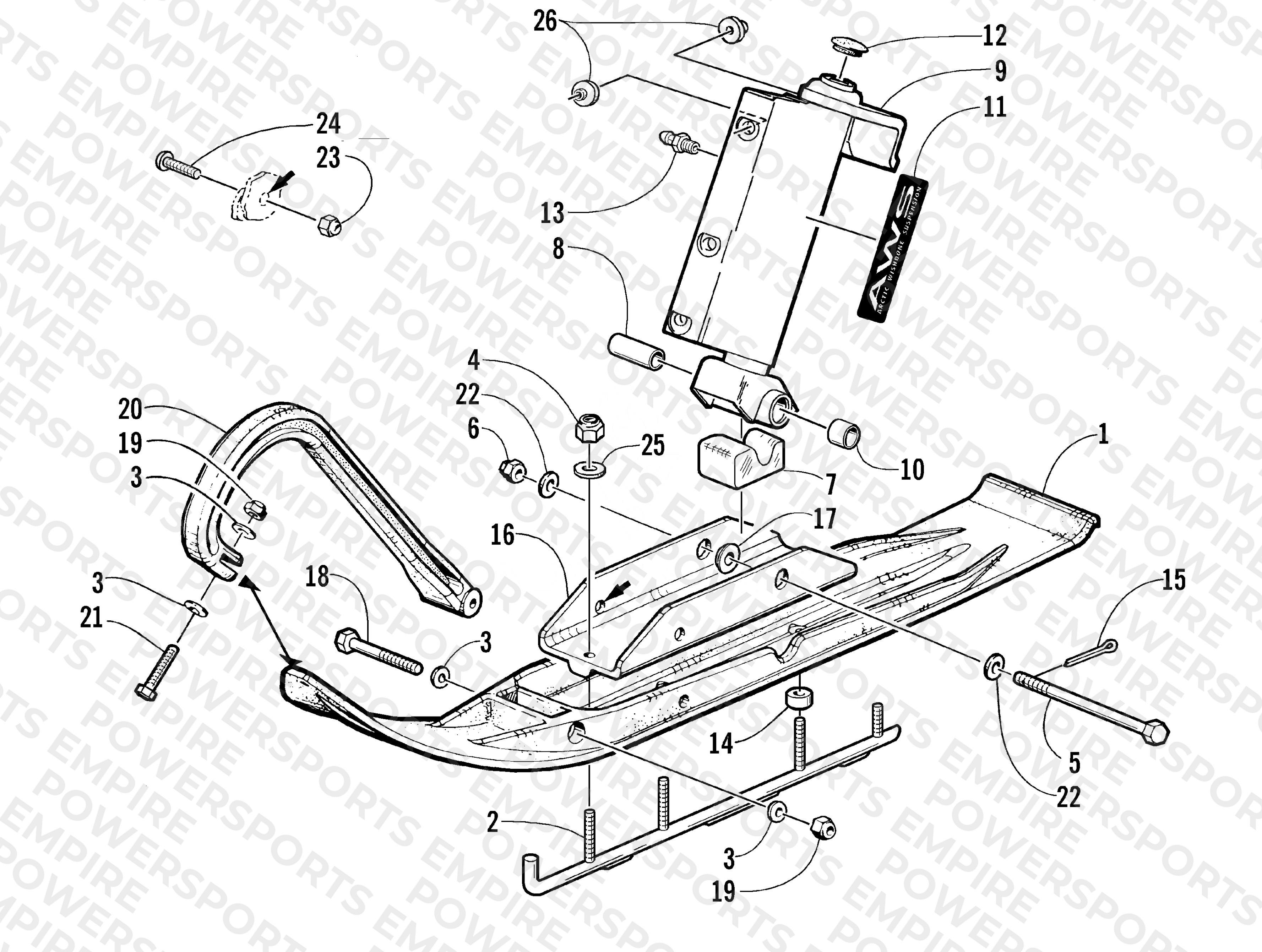 SKI AND SPINDLE ASSEMBLY