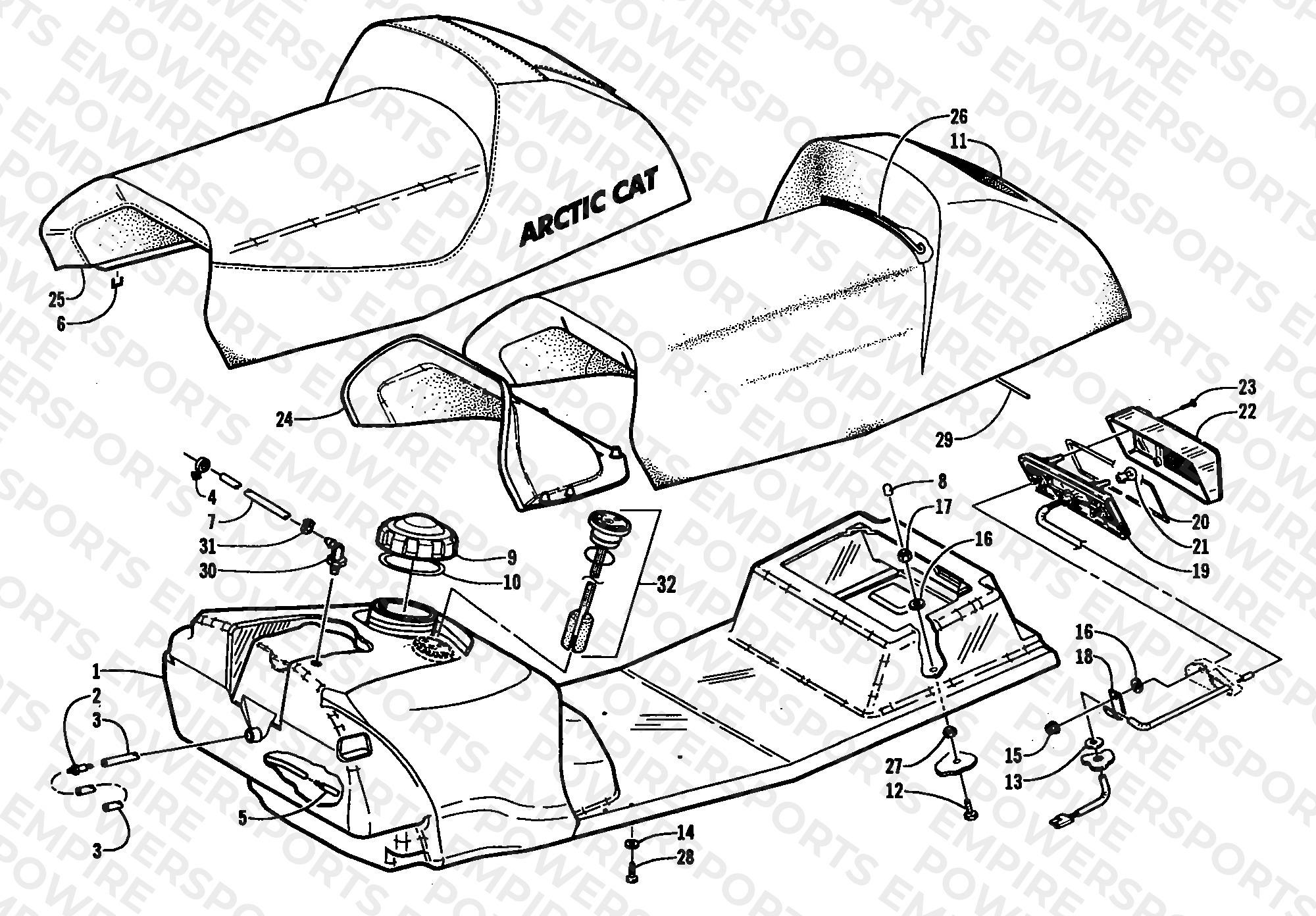 GAS TANK, SEAT, AND TAILLIGHT ASSEMBLIES