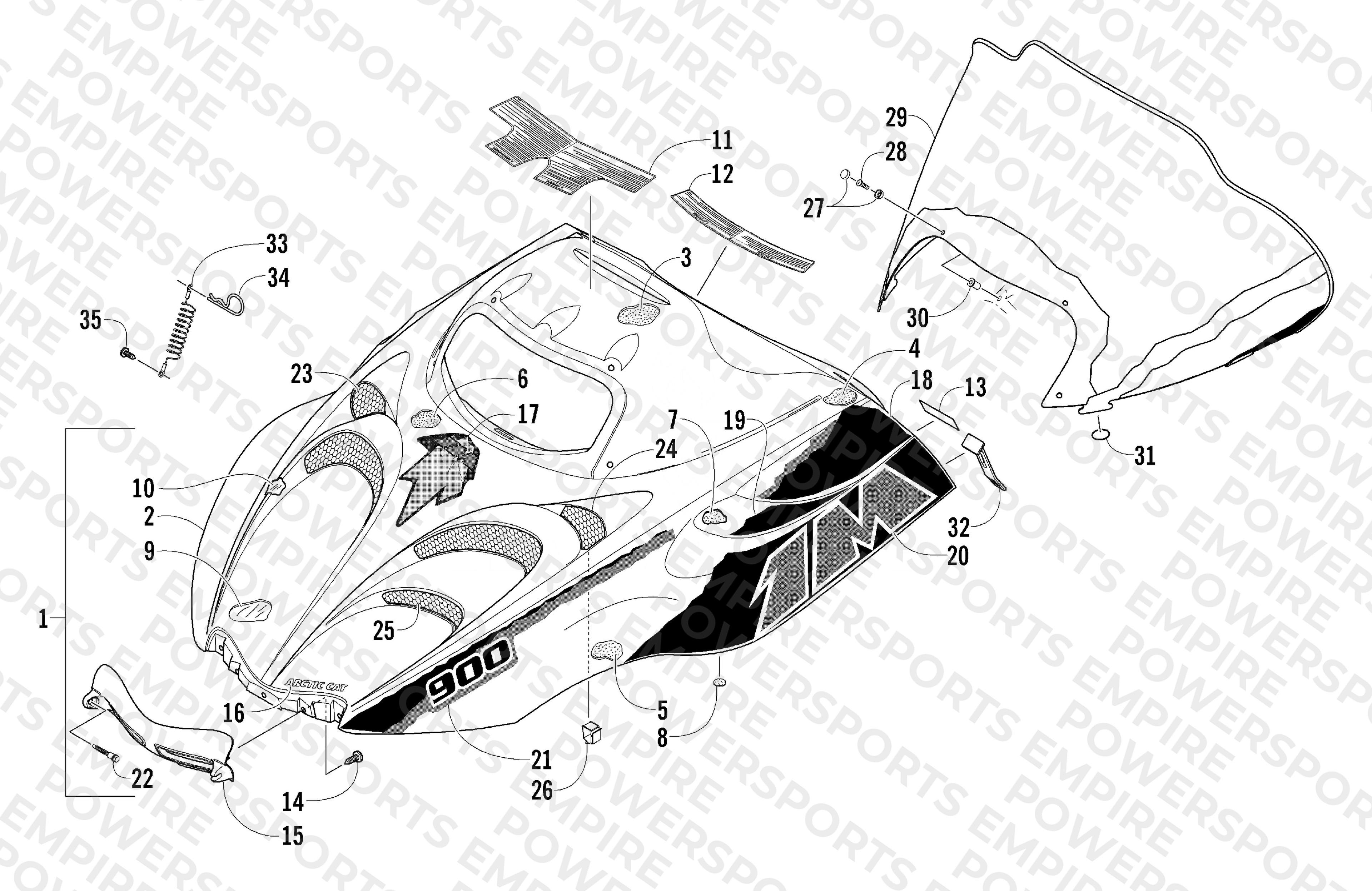 HOOD AND WINDSHIELD ASSEMBLY