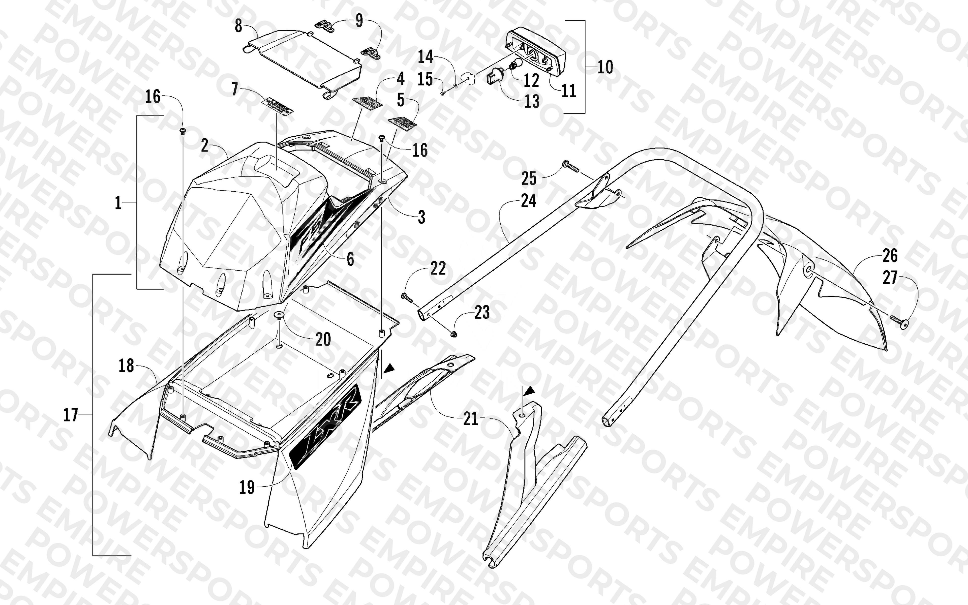 REAR BUMPER, STORAGE BOX, AND TAILLIGHT ASSEMBLY