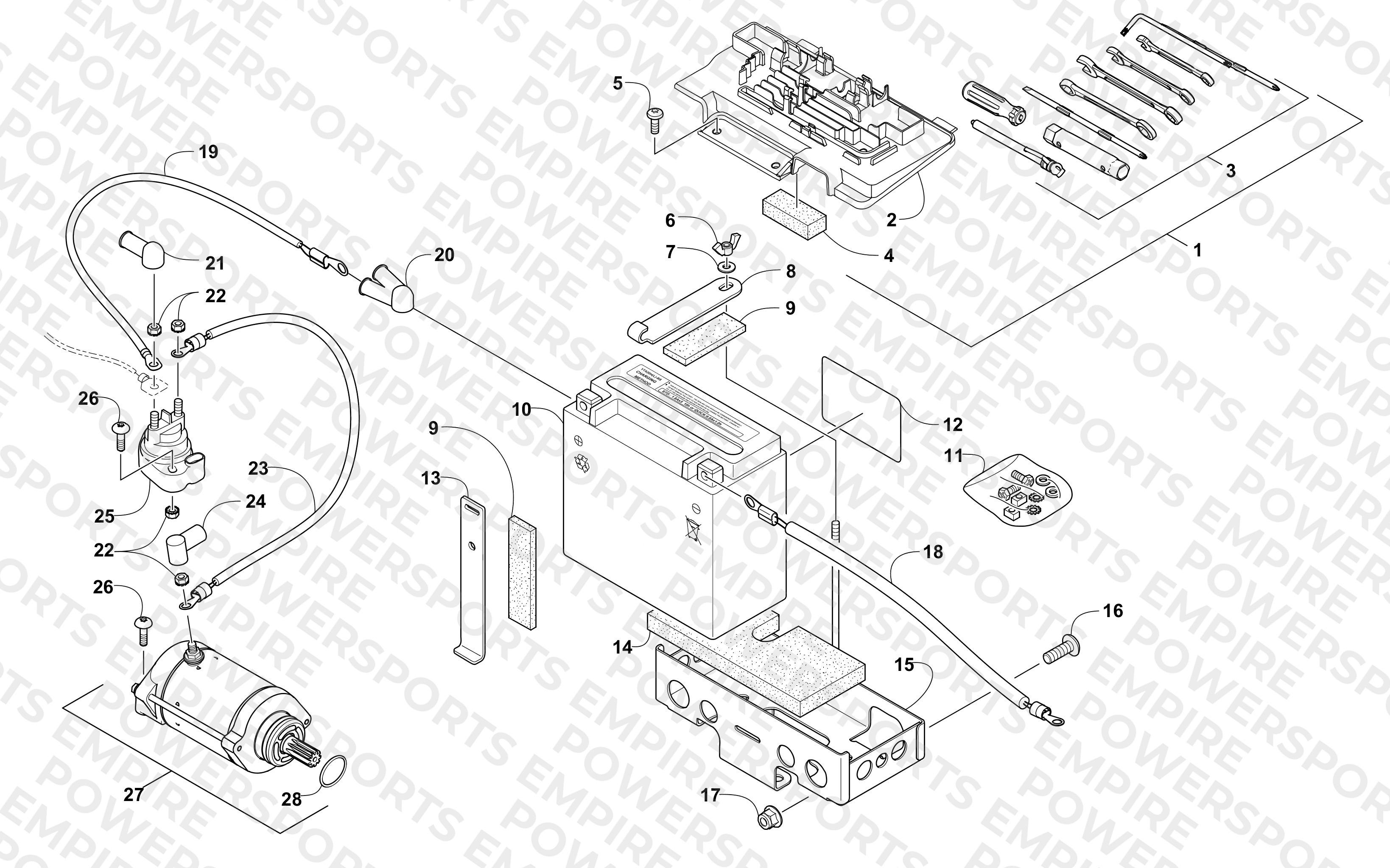 BATTERY AND STARTER ASSEMBLY