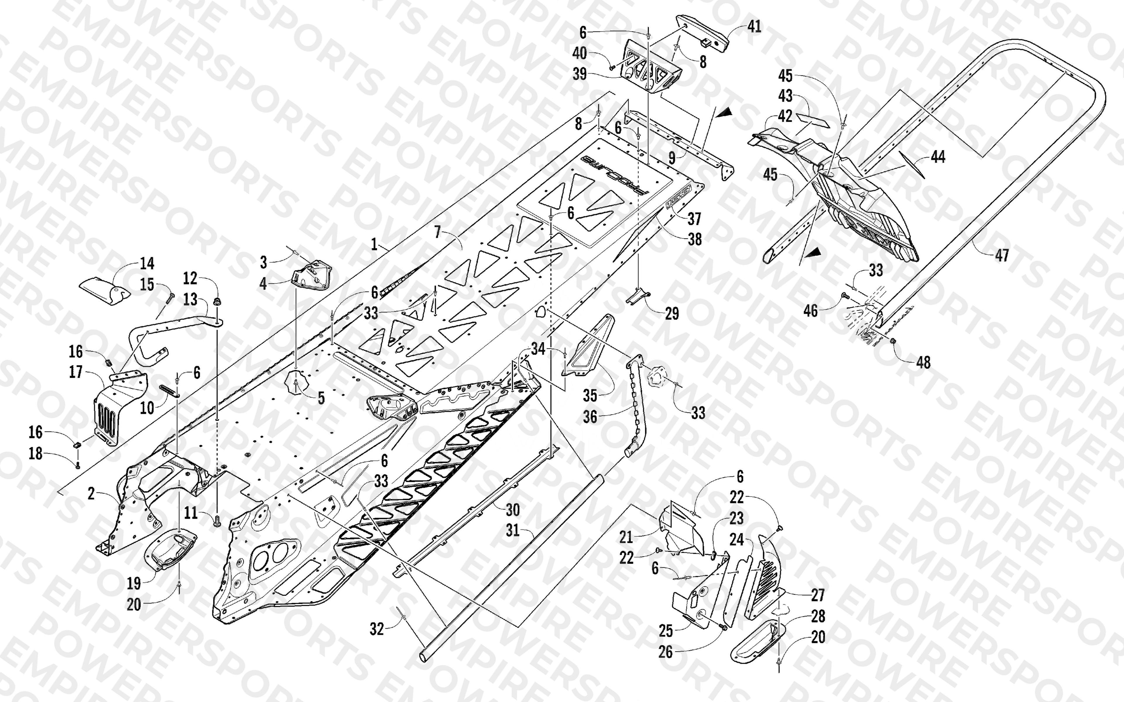 TUNNEL, REAR BUMPER, AND SNOWFLAP ASSEMBLY