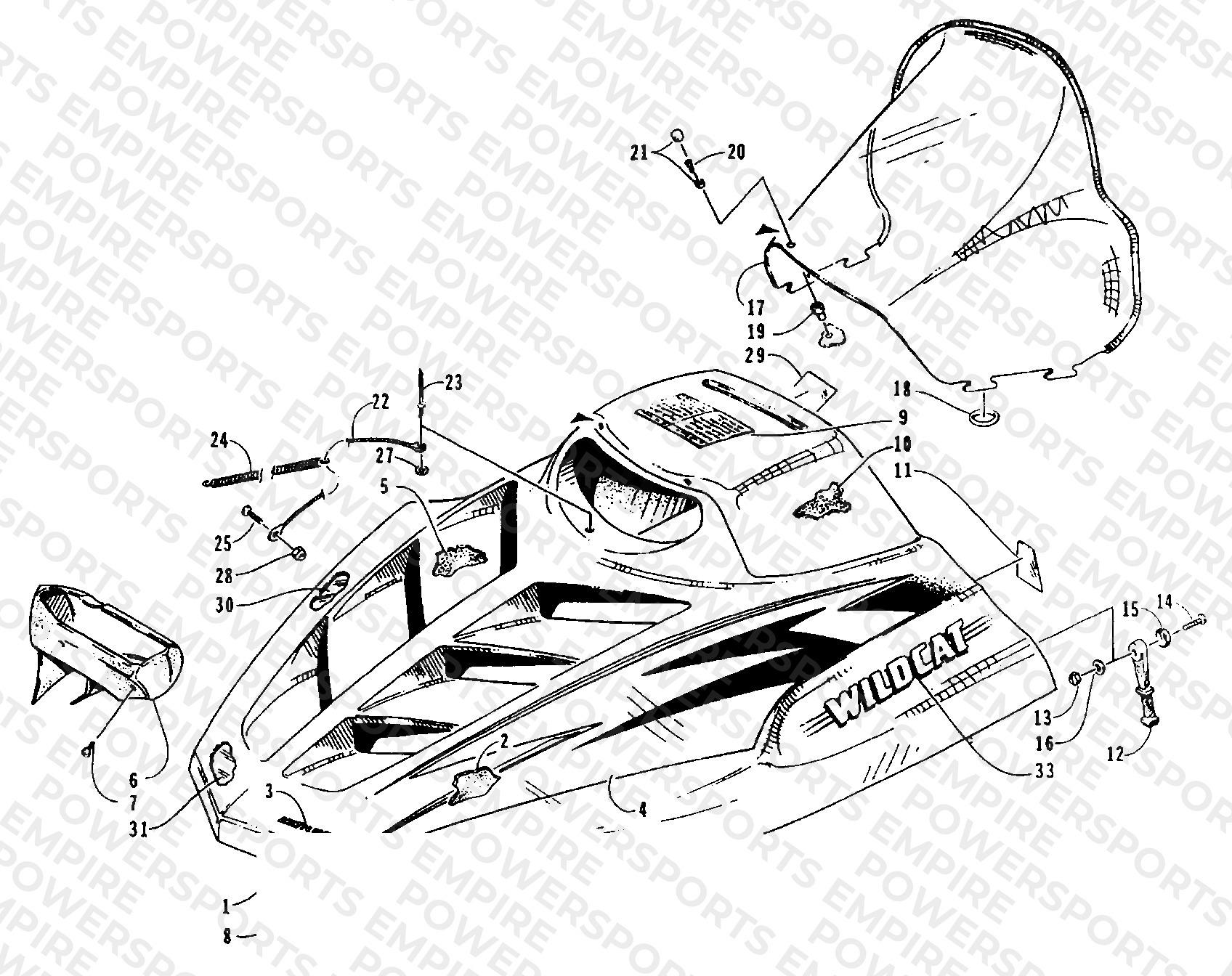 HOOD AND WINDSHIELD ASSEMBLY
