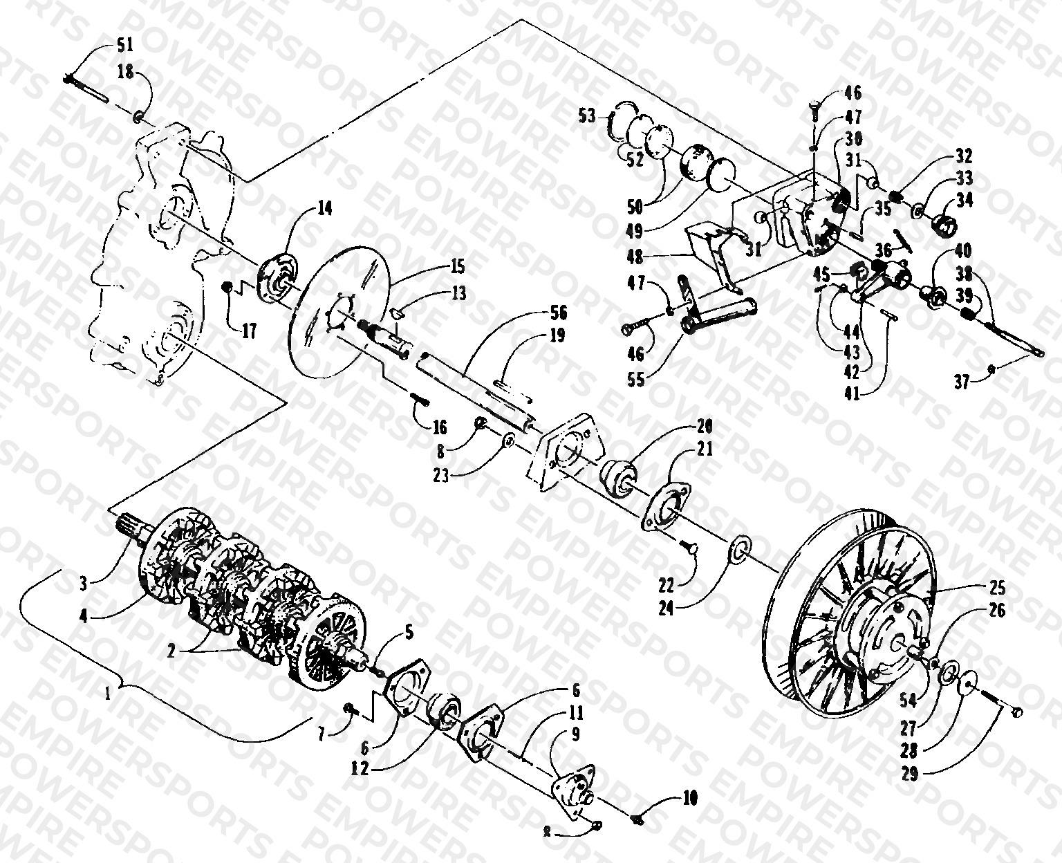 DRIVE TRAIN SHAFTS AND BRAKE ASSEMBLIES