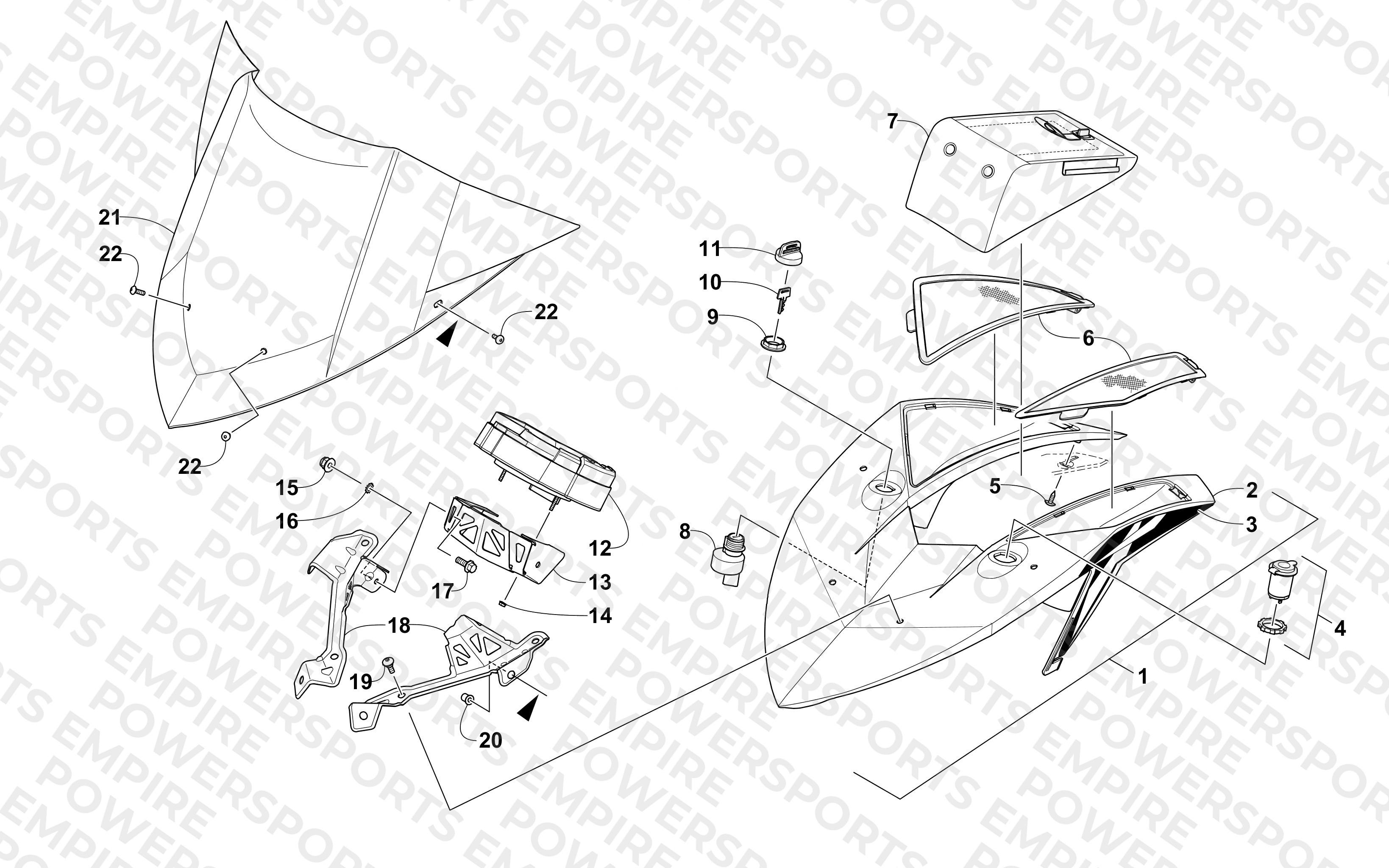 WINDSHIELD AND INSTRUMENTS ASSEMBLIES