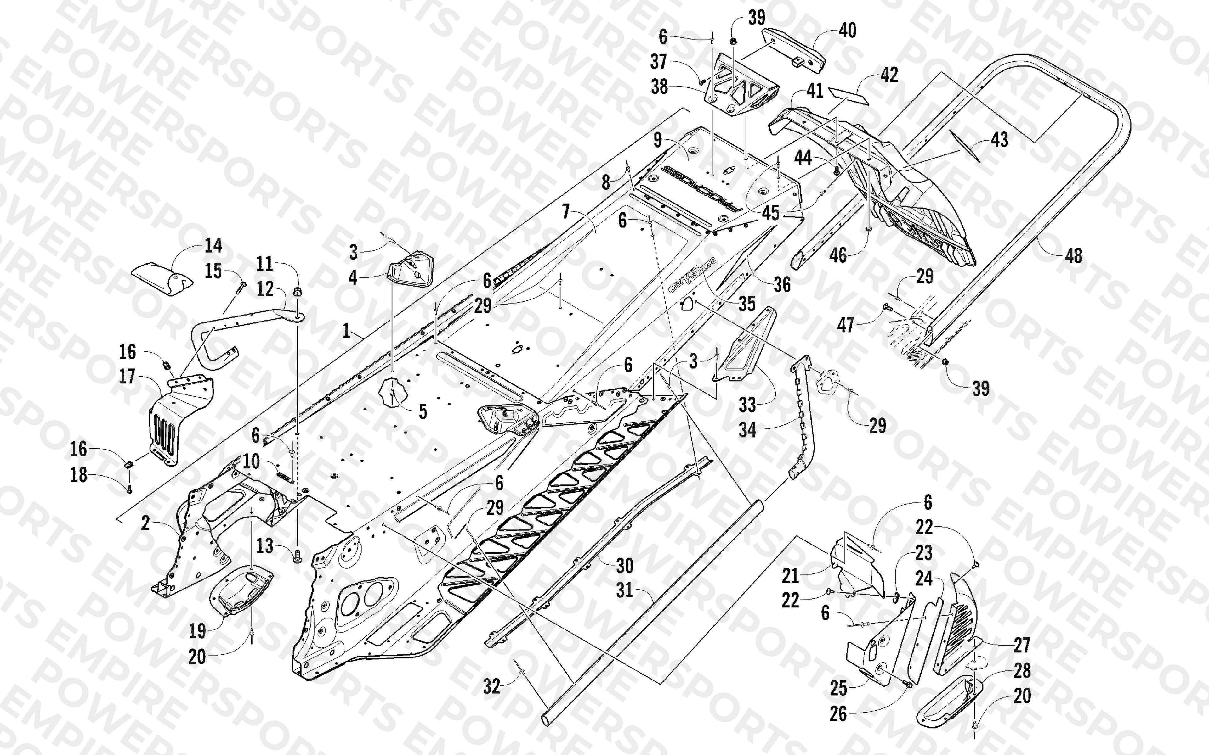 TUNNEL, REAR BUMPER, AND SNOWFLAP ASSEMBLY