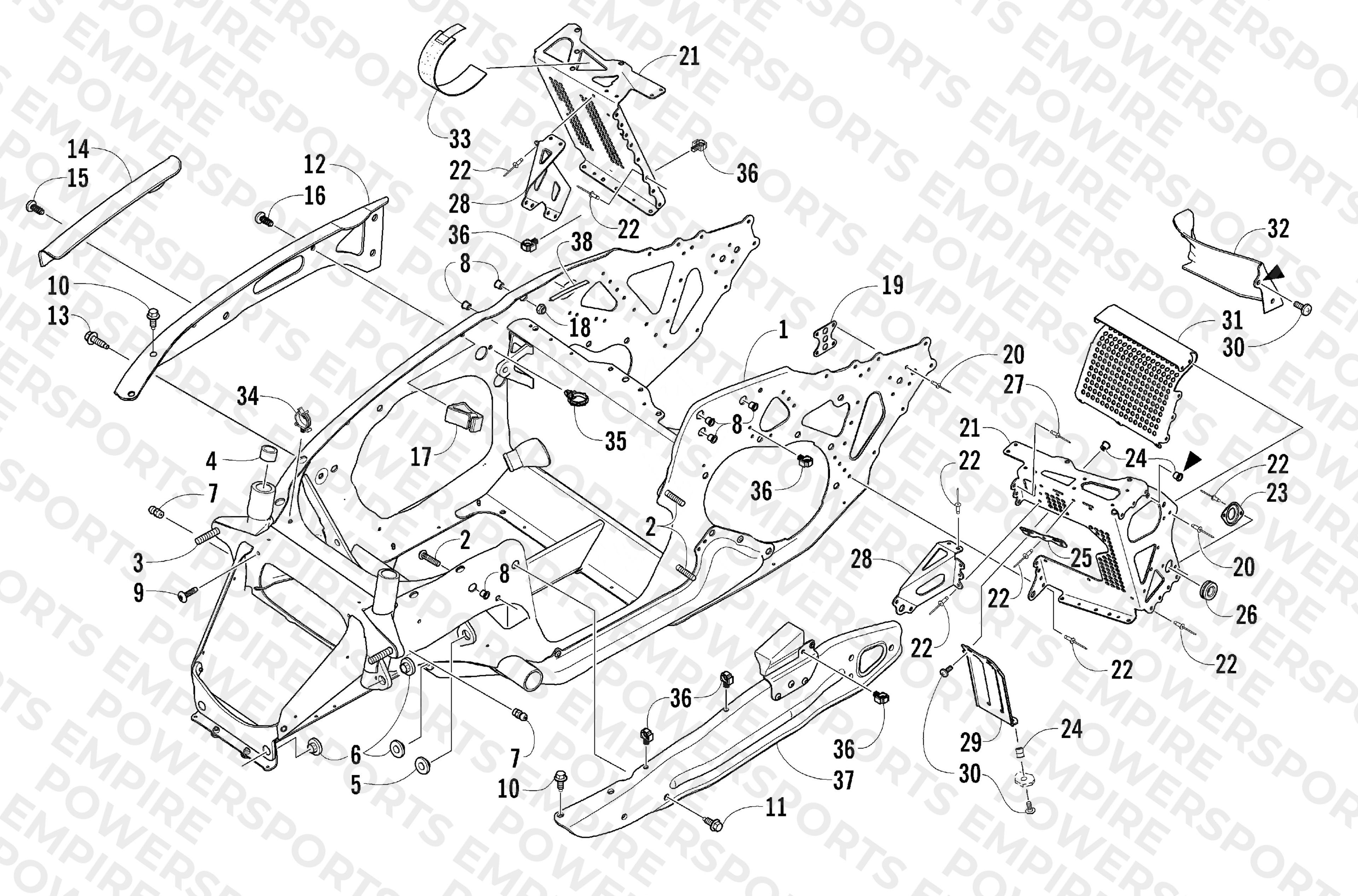 FRONT FRAME AND FOOTREST ASSEMBLY